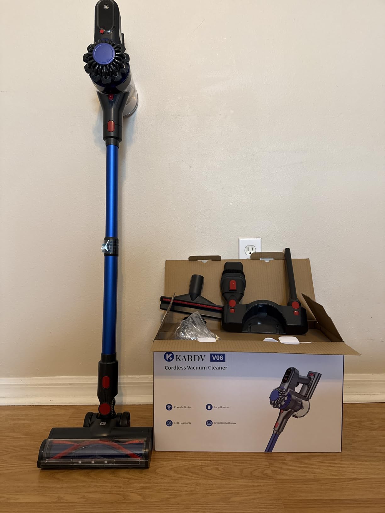 Cordless Vacuum Cleaner, 500W/40Kpa Vacuum Cleaners for Home, 60Mins Stick Vacuum with LED Display, Anti-Tangle & Wall Mount Charging, 8 in 1 Lightweight Vacuum for Hard Floors Carpet Pet Hair customer photo 2