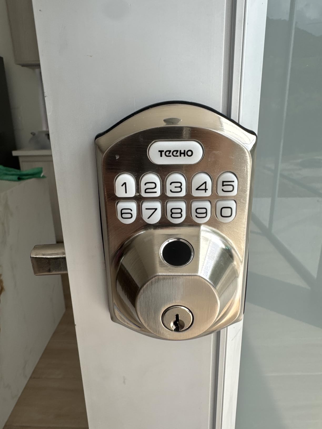 TEEHO TE012W WiFi Smart Lock, Fingerprint Door Lock with Built-in Wi-Fi, Keyless Entry Keypad Smart Deadbolt, App Remote Control, Alexa Compatible, IP55 Waterproof for Front Door - Satin Nickel customer photo 2