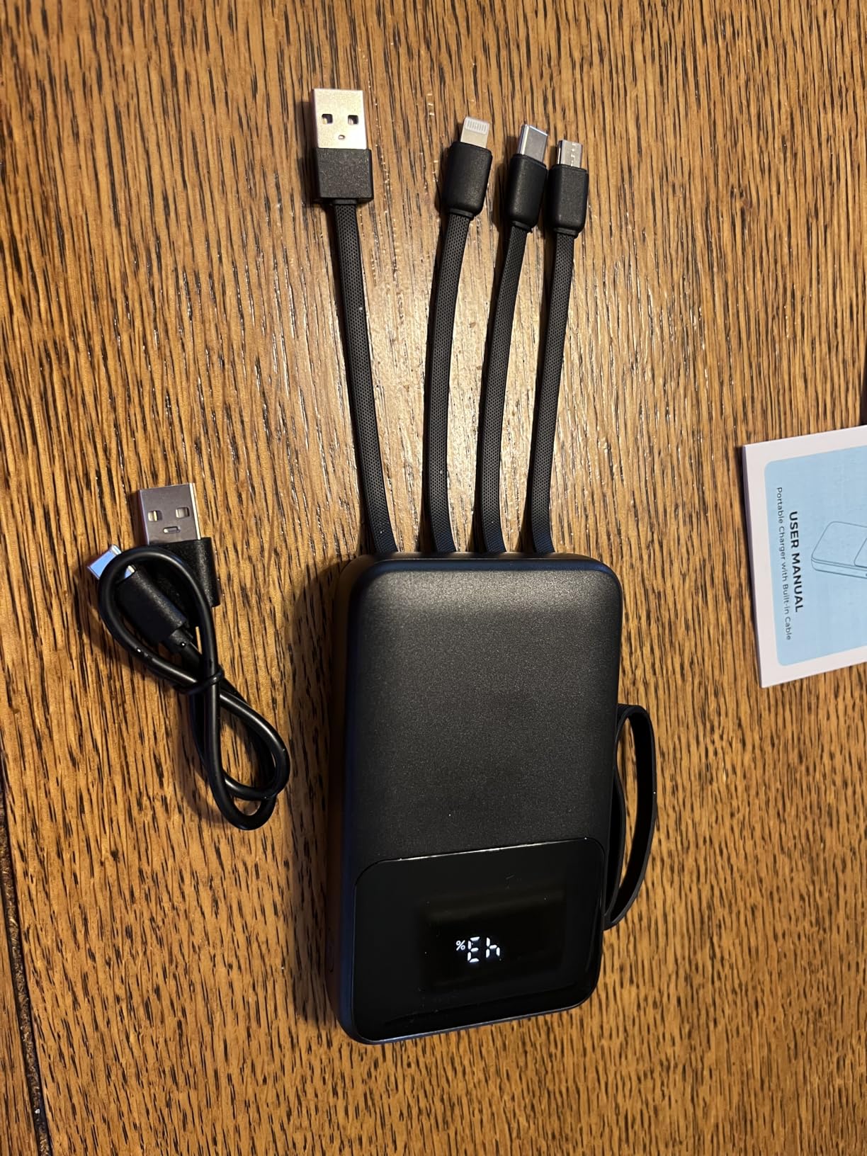 Power Bank, 15000mAh Portable Charger with Built in Cable, 22.5W Fast Charging, 6 Outputs, Slim Travel Essential Battery Pack with LED Display, Compatible with iPhone 17/16/15/14/13, iPad Black customer photo 2