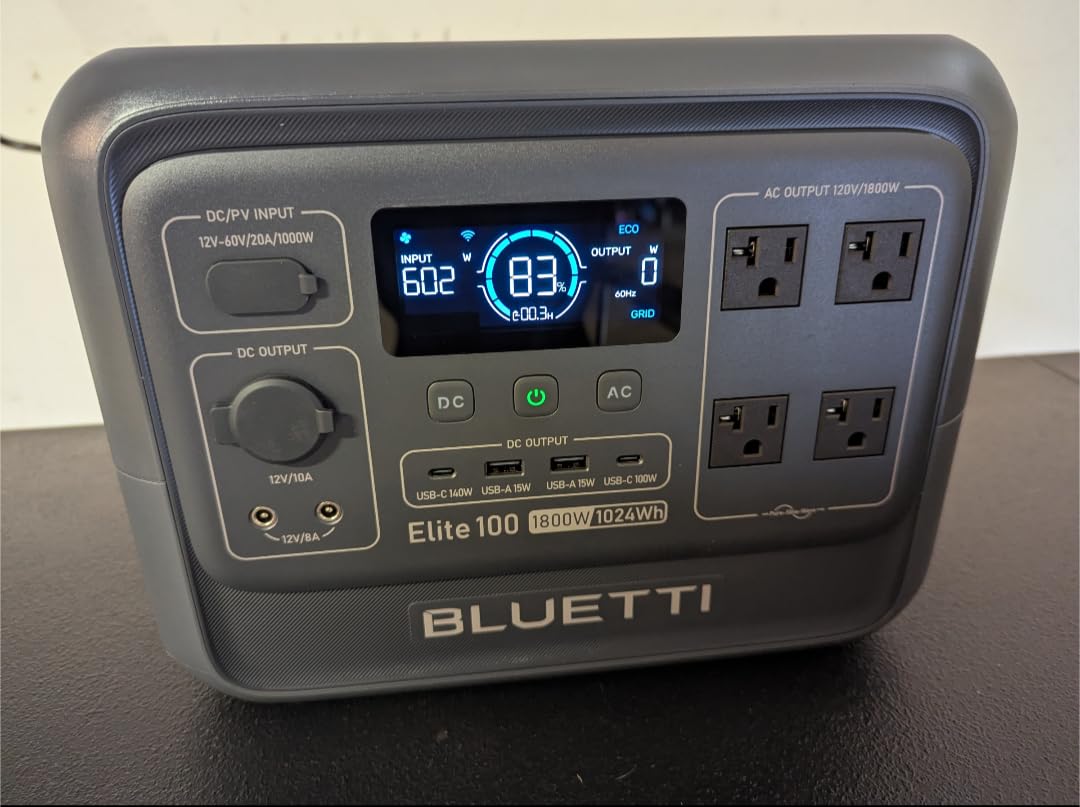 BLUETTI Elite 100 V2 Portable Power Station, 1024Wh LFP Battery Backup w/ 4 1800W AC Ports (3600W Surge), 35% Smaller, Fast Charge and UPS Solar Generator for Camping, Road Trip, Outages, Home Backup customer photo 1