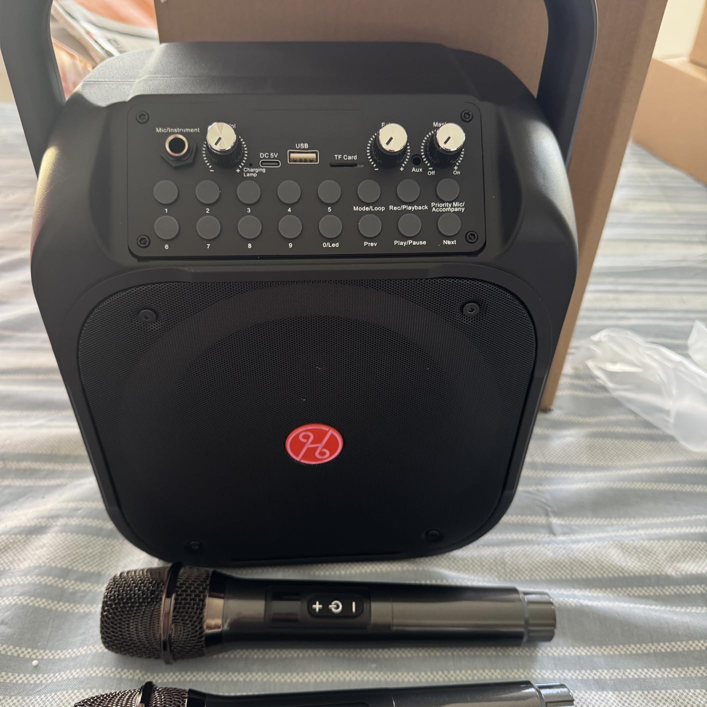 Karaoke Machine for Adults, Portable Bluetooth Karaoke with 2 Wireless Microphones, Echo Adjustment, LED Lights, PA System Karaoke Speaker Support TV/REC/AUX/USB/TF Card (6.5