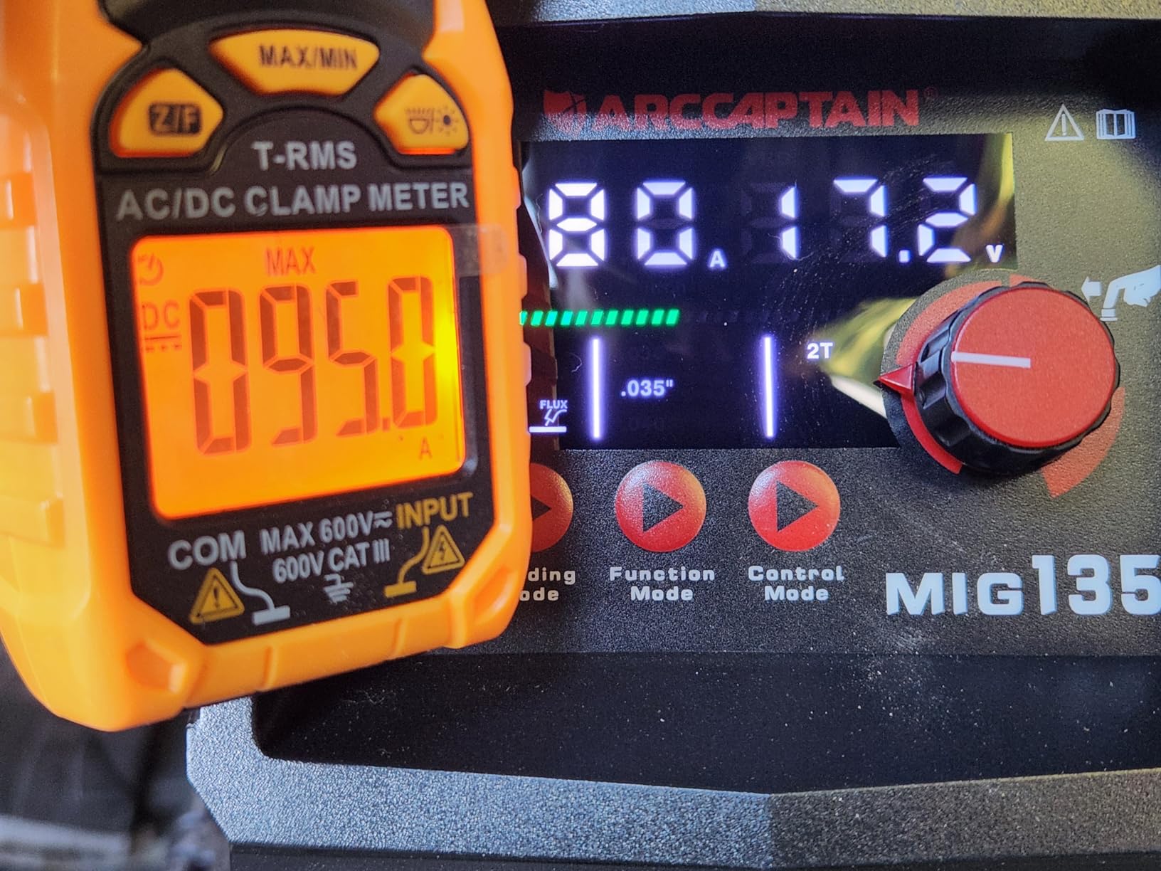 ARCCAPTAIN 135A MIG Welder, 2025 Newest [Large LED Display] 110V Welder Flux Core MIG, Lift TIG, Stick, 3 in 1 Welding Machine Gasless MIG Welder Machine 110V, IGBT Inverter Welder with Synergy, 2T/4T customer photo 1