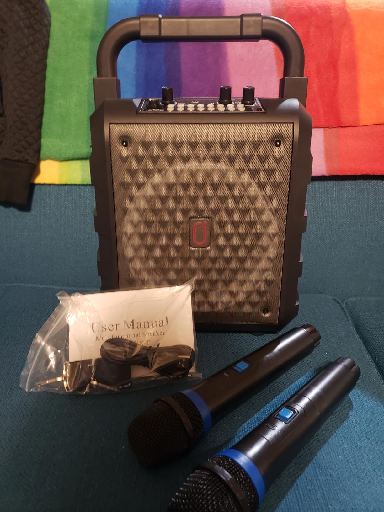 JYX Karaoke Machine with 2 Wireless Microphones, Portable Bluetooth 5.3 Karaoke Speaker with 6.5