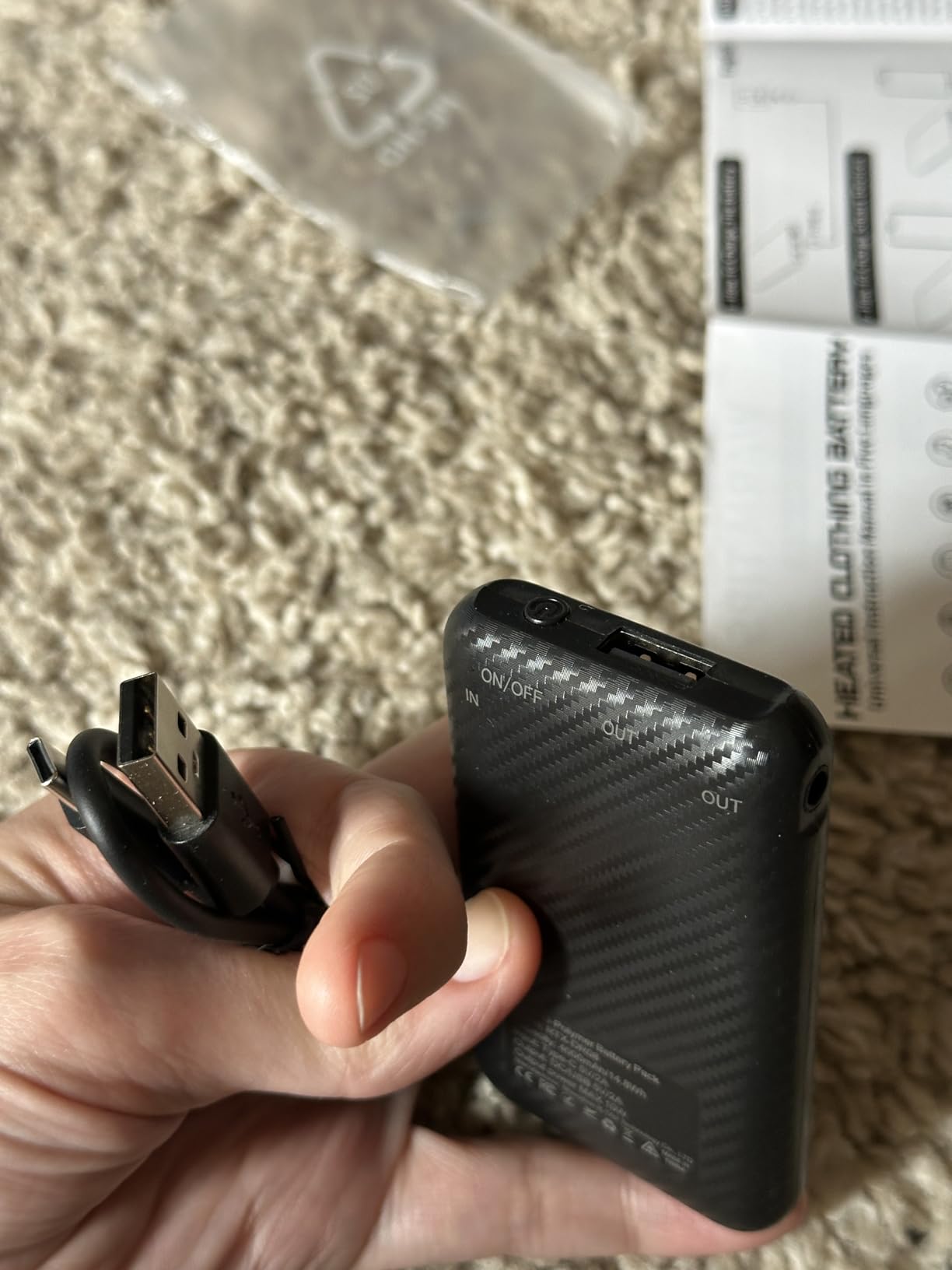 Battery Pack for Heated Gloves Scarf Socks and Heating Slippers, 5V2A Heated Clothing Replacement Battery Pack customer photo 2