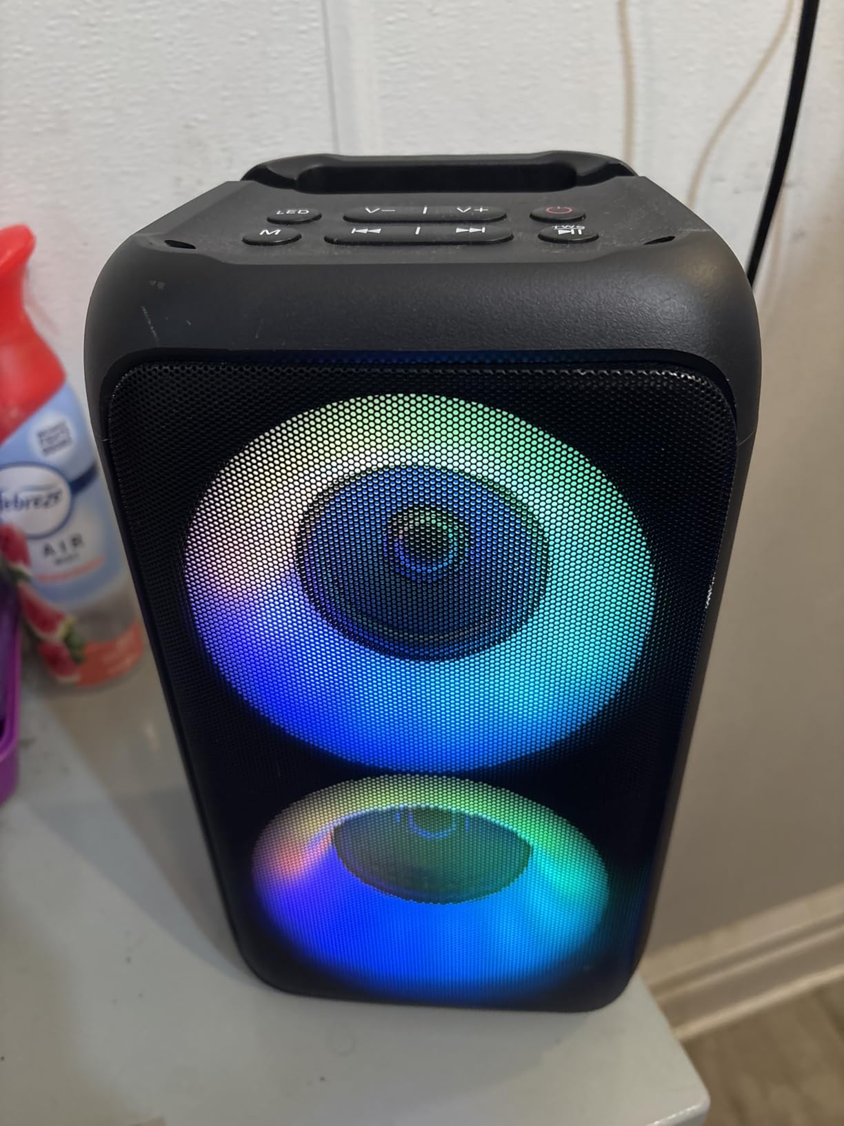 Bluetooth Speaker with 2 Wireless Microphones - Big Party Speaker for Adults Kids Karaoke with Lights - Portable Rechargeable Floorstanding Speakers Support TWS/AUX/USB/TF Card customer photo 1