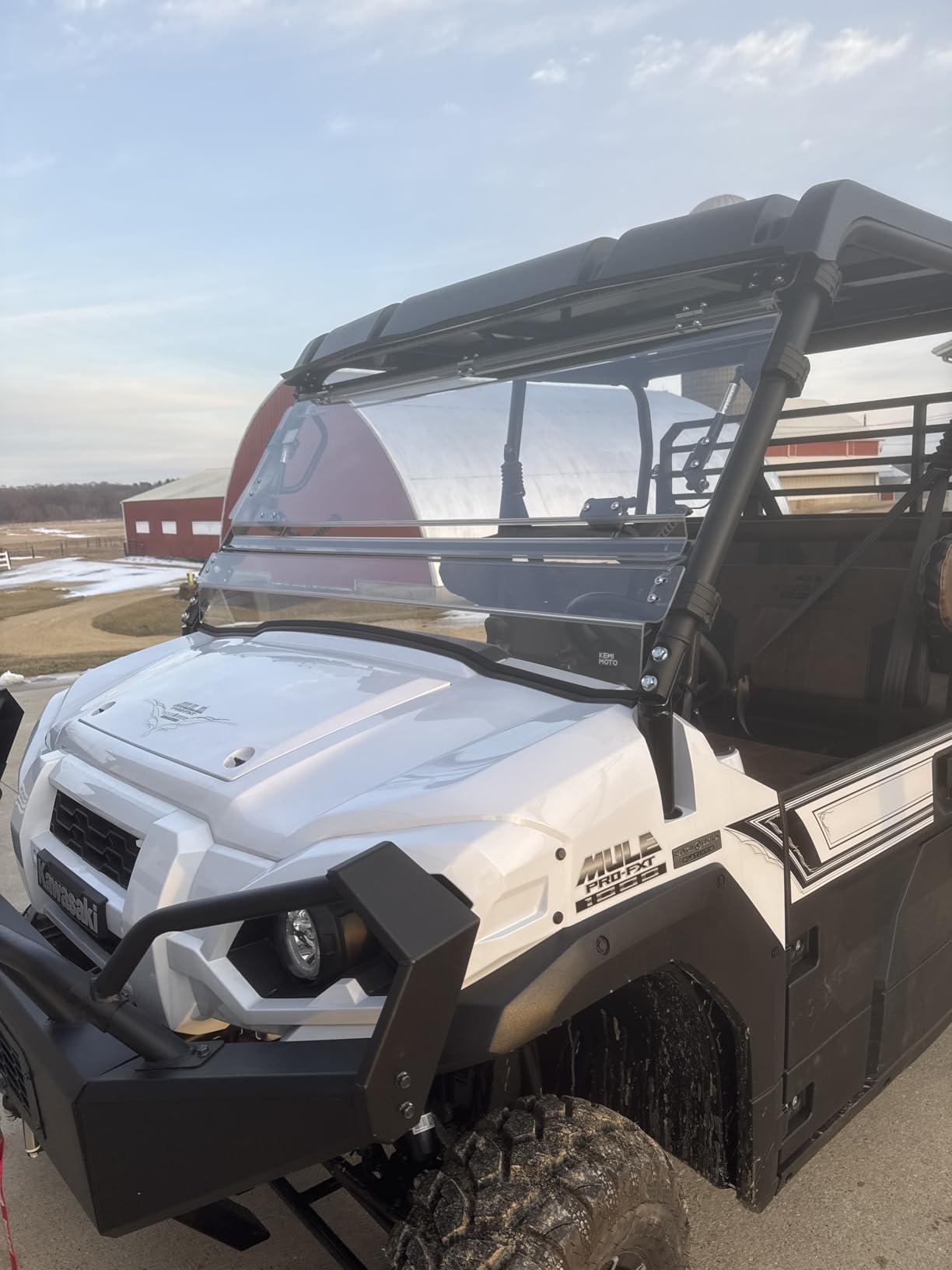 KEMIMOTO 3-in-1 UTV Flip Windshield Compatible with Kawasaki Mule Pro FXT FX DXT DX 2015-2026, Scratch-Resistant 1/4