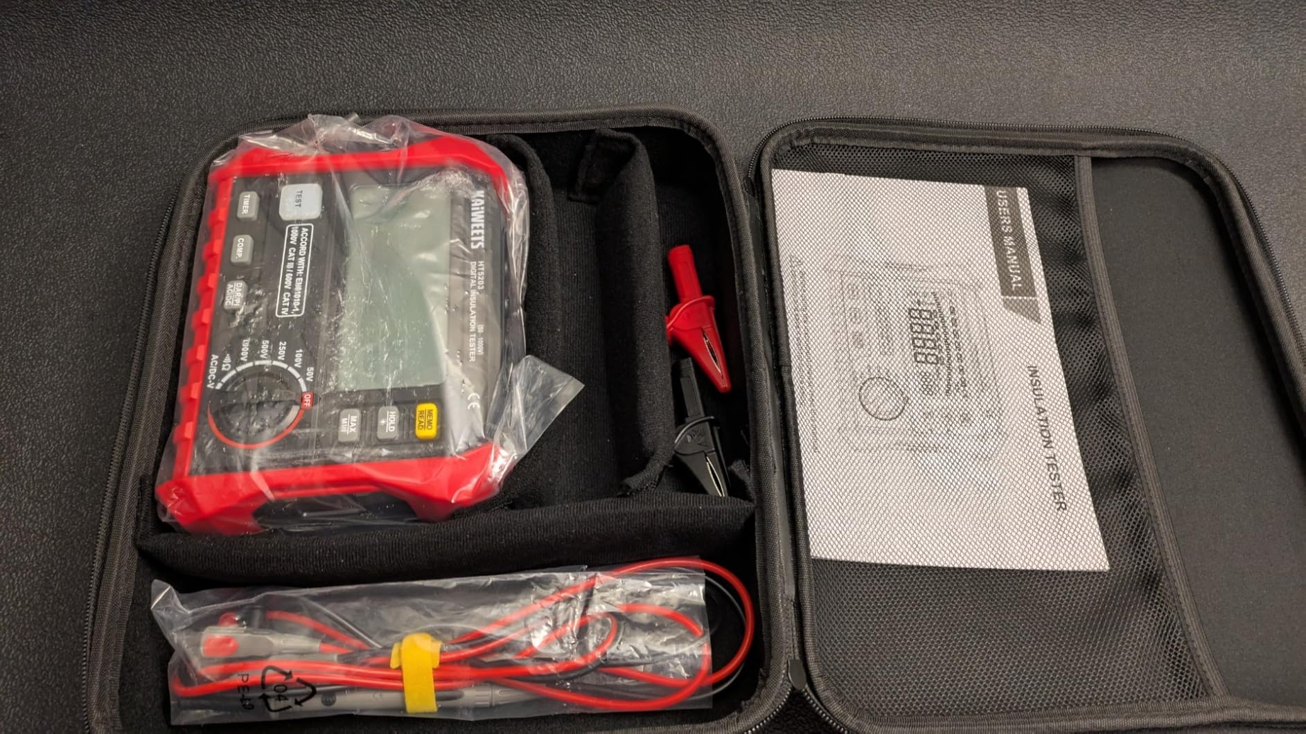 KAIWEETS Megohmmeter, Insulation Resistance Tester, Up to 100GΩ, 50V/100V/250V/500V/1000V, One-Touch DAR/PI, with AC/DC Voltage Testing for Motors, Solar, HVAC customer photo 1