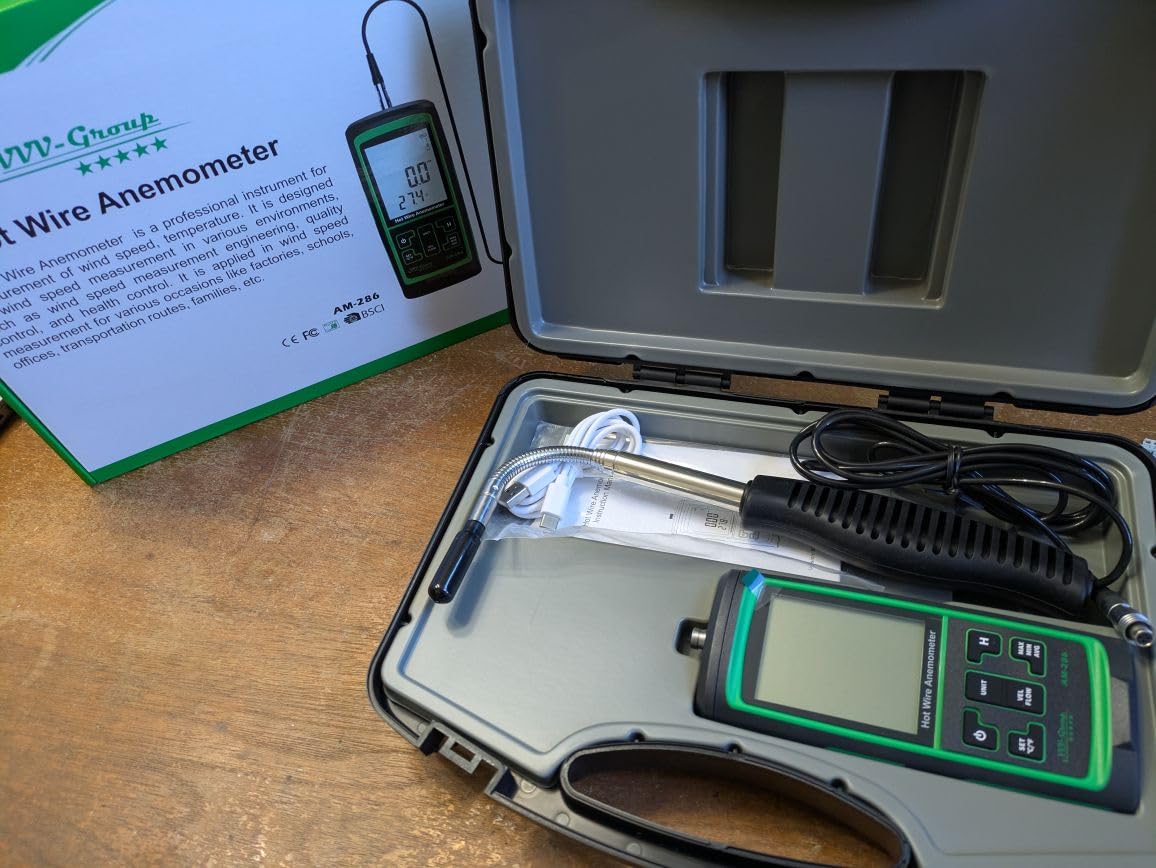 Hot Wire Anemometer AM-286 - HVAC Airflow Meter for Duct and Vent Testing, CFM/CMM Air Volume Calculation, Wind Speed & Temperature Measurement, Telescopic Probe customer photo 1
