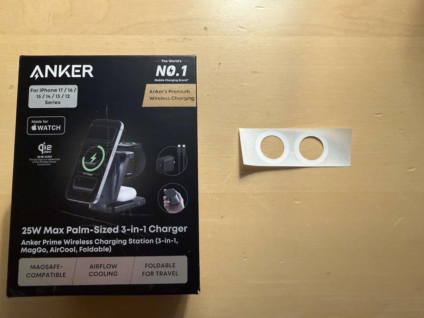 Anker Prime 3-in-1 Charging Station, AirCool Wireless Charger, Qi2 25W Certified Palm-Sized Foldable MagSafe Charger customer photo 2