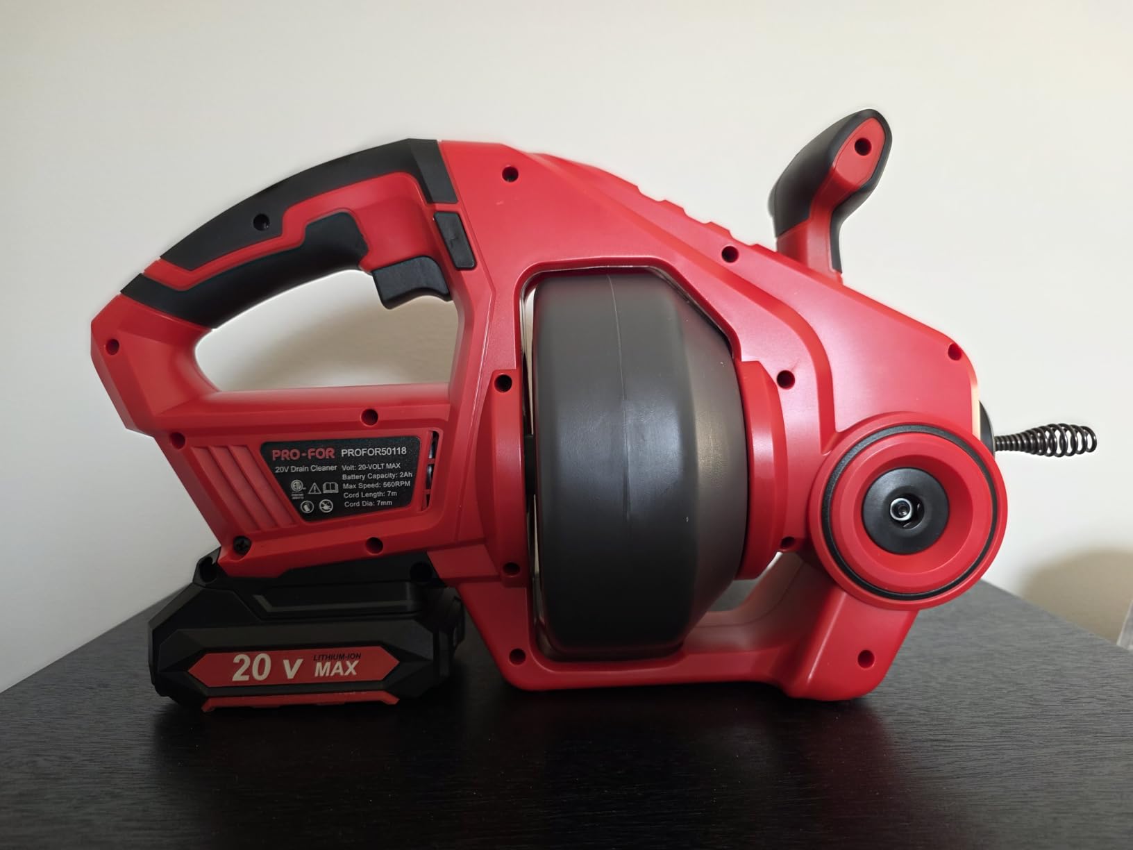 20V Cordless Electric Drain Auger, 25Ft Auto-Feed Drain Snake, Replaceable Cable, 2.0Ah Battery & Charger, LED Light, Clog Remover for Sink, Shower, Kitchen, Bathroom Pipes (3/4