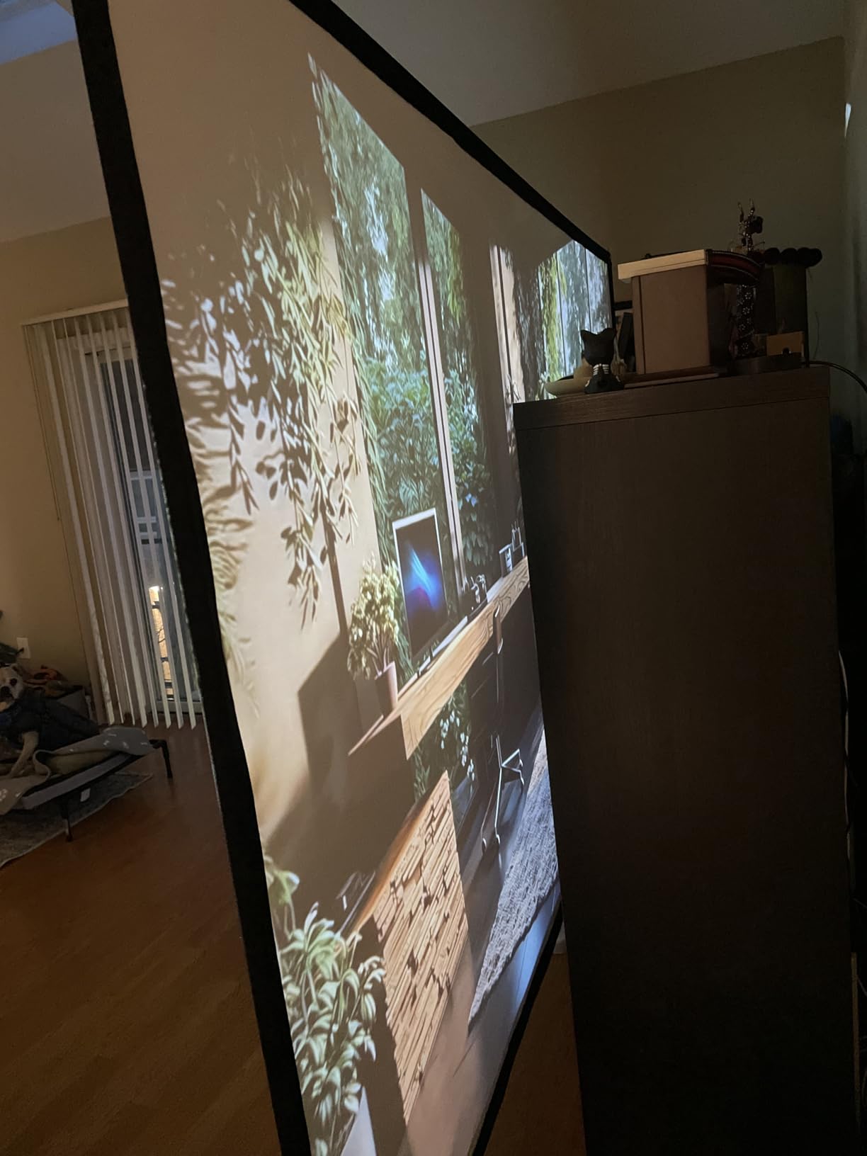 Outdoor Projector Screen with Stand, 120 inch Portable Projection kit 16:9 4K HD Wrinkle-Free Indoor Outdoor Movie Screen with Carry Bag for Home Theater and Backyard Movie Night customer photo 1