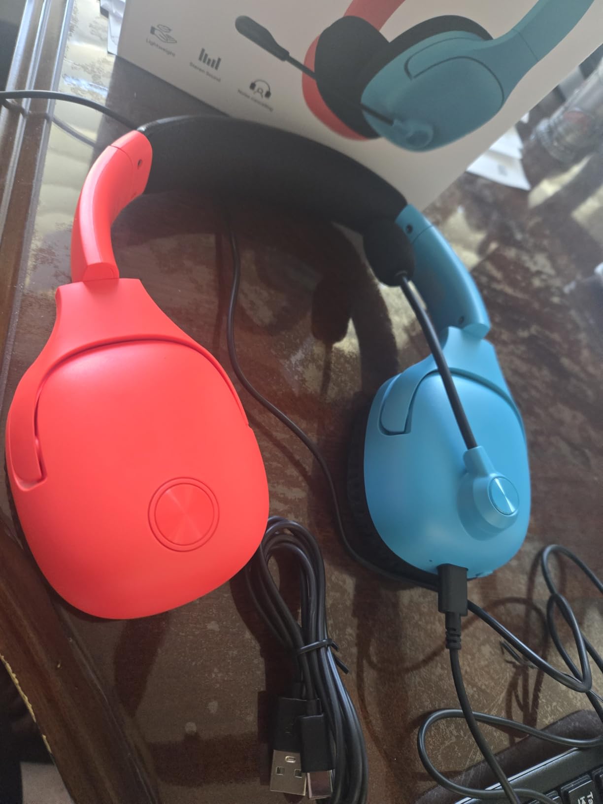 Wireless Gaming Headset for Nintendo Switch/Lite/OLED, Wireless Gaming Headphones with Mic for Nintendo Switch 2/Fortnite/Sports - Red/Blue customer photo 1