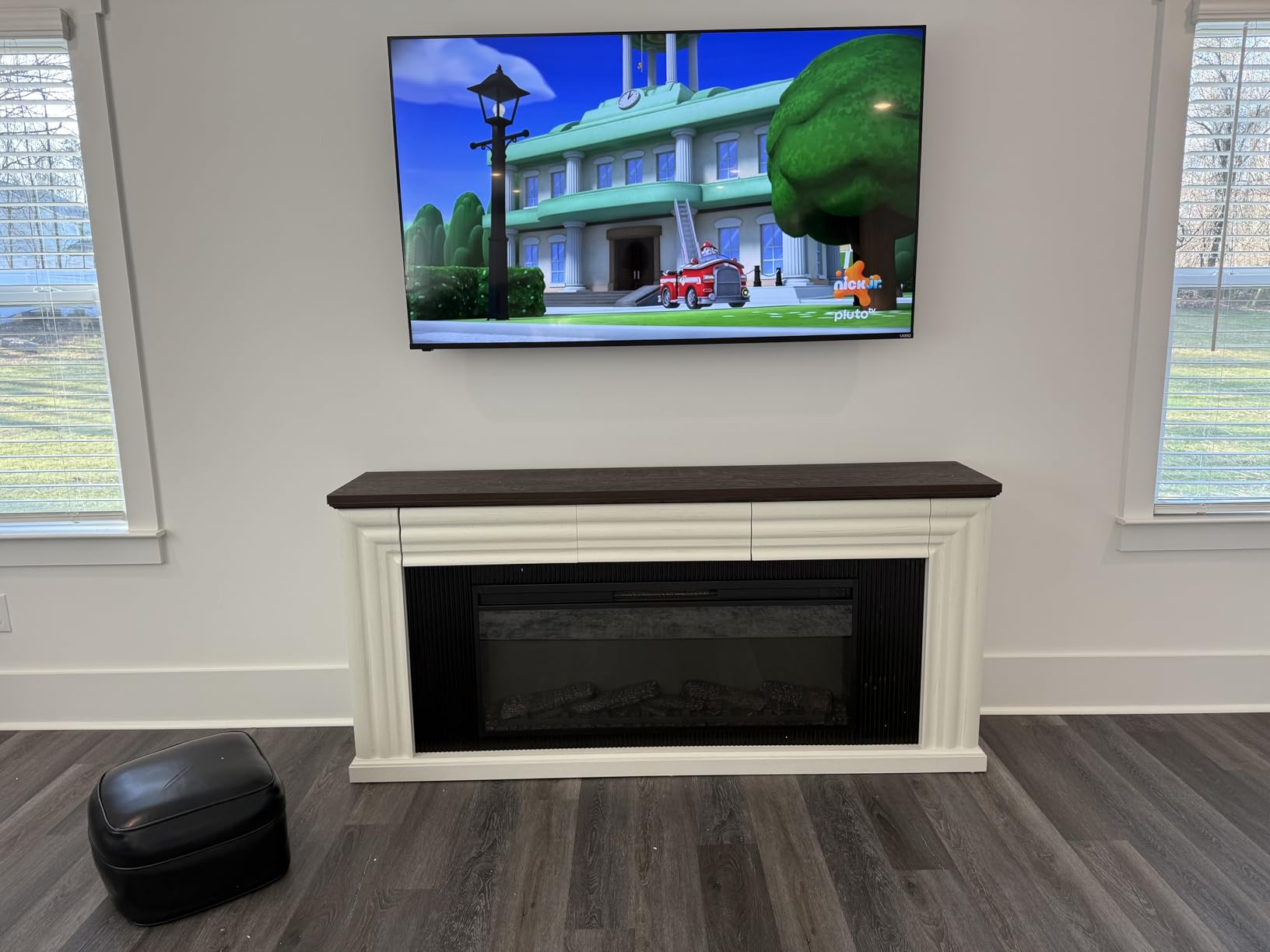 PRAISUN 70'' Fireplace TV Stand with 42'' Electric Fireplace, Farmhouse TV Stand for 65 75 Inch TV, Entertainment Center TV Console with 3 Drawers, Fluted Design, for Living Room, Distressed White customer photo 1