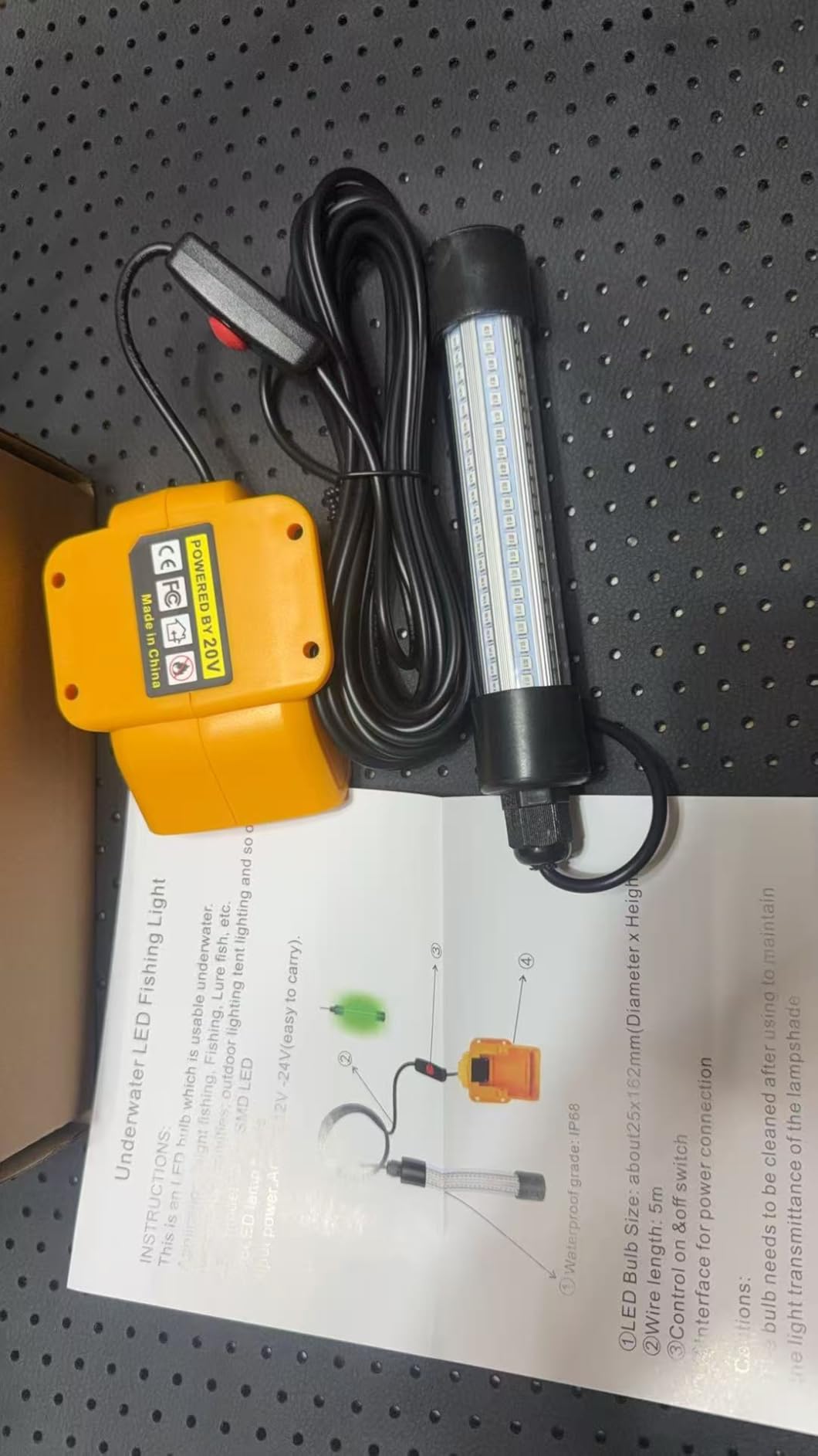 OLIBUY LED Underwater Green Fishing Light, 13W 1300 Lumens IP68 Rated Submersible Fishing Light Attractants for Night Fishing, Docks, Boats, Kayaks customer photo 2