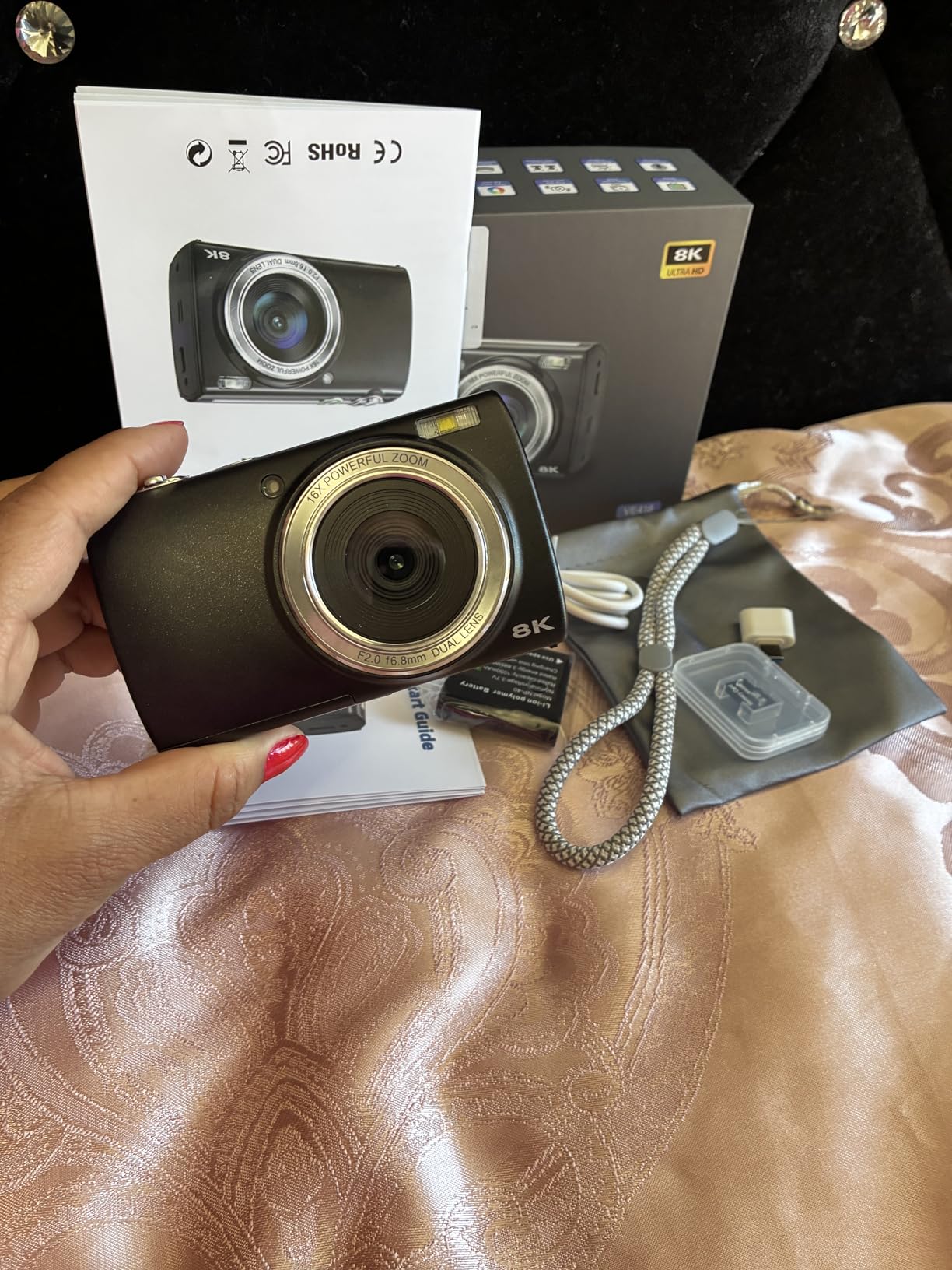 8K Digital Camera for Photography, 2026 Latest WiFi 88MP Vlogging Camera for YouTube with Dual Lens, Touch Screen, Autofocus Anti-Shake, 16X Zoom, Compact Travel Camera, 64GB Card, 2 Batteries, Black customer photo 1