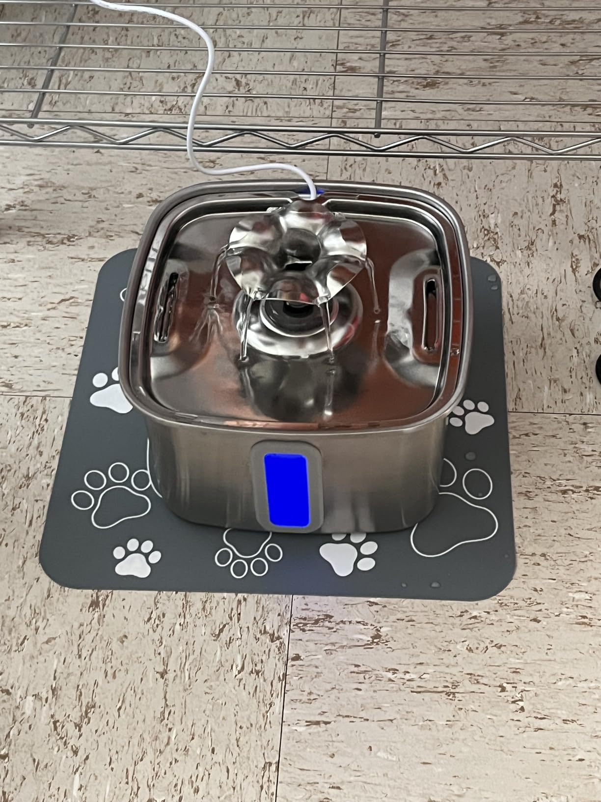 Veken Innovation Award Winner Stainless Steel Cat Water Fountain, 108oz/3.2L Automatic Pet Fountain Dog Water Dispenser with 3 Replacement Filters & Silicone Mat, Gifts for Cats, Dogs (Silver) customer photo 1