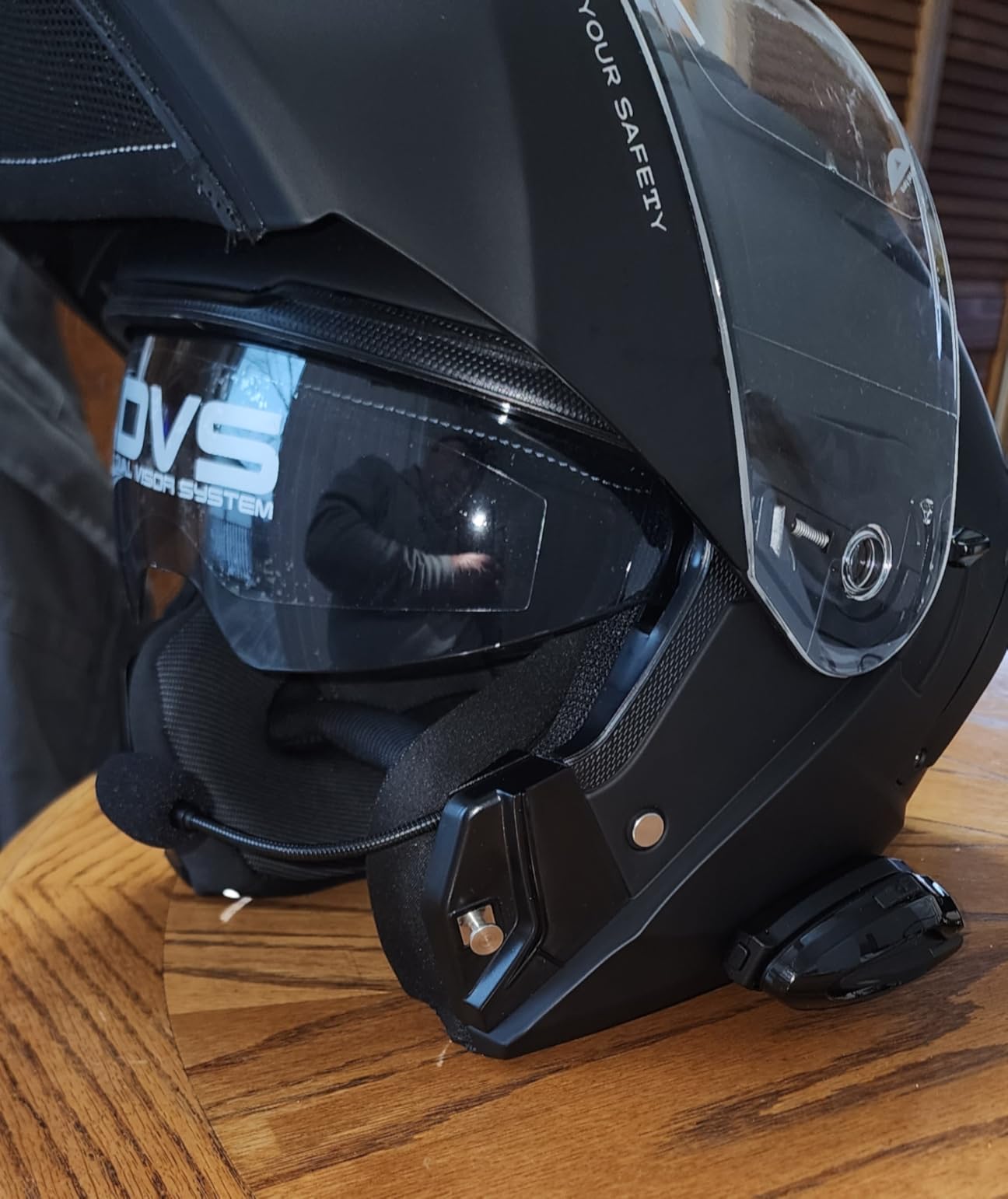 Motorcycle Helmet Bluetooth Headset, 10 Way 2KM Helmet Communication System, Multitasking Audio Motorcycle Intercom, 2 Mics&40mm Speaker, 1 Pack customer photo 2