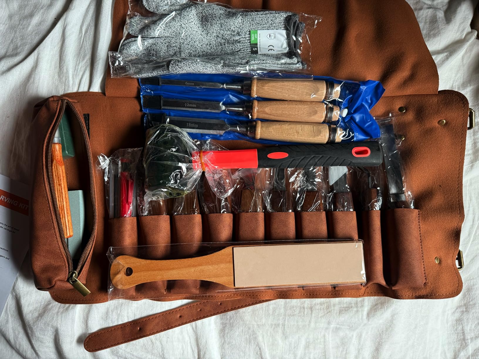 Deluxe Wood Carving Kit, 25 Piece Wood Carving Tools with Thick Leather Storage Bag,Wood Whittling Tools -Ideal Woodworking Tools and Hobbies for Beginners Enthusiasts Gift DIY customer photo 1