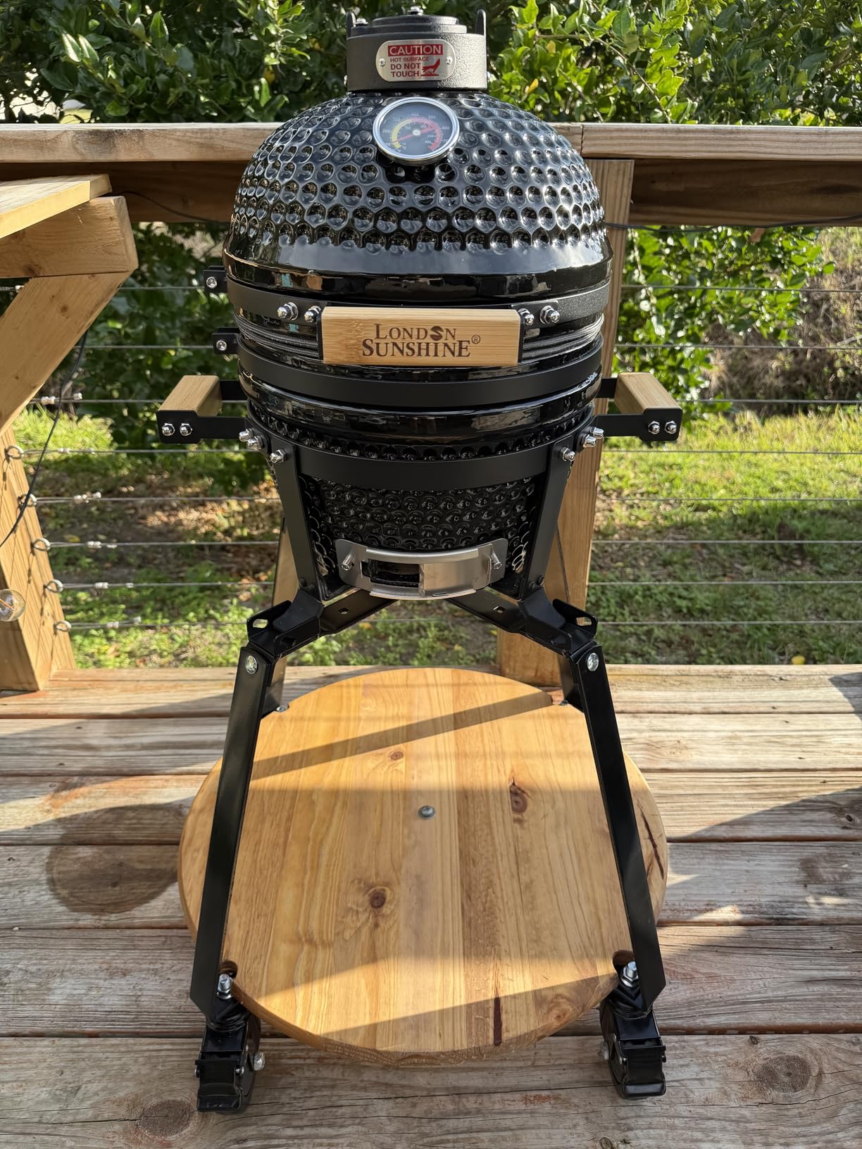 Upgraded 13 inch Ceramic Kamado Grill with Waterproof Air Vent Cap | Portable Tabletop Charcoal BBQ Grill Smoker for Outdoor Cooking, Patio, Camping | Orange customer photo 1