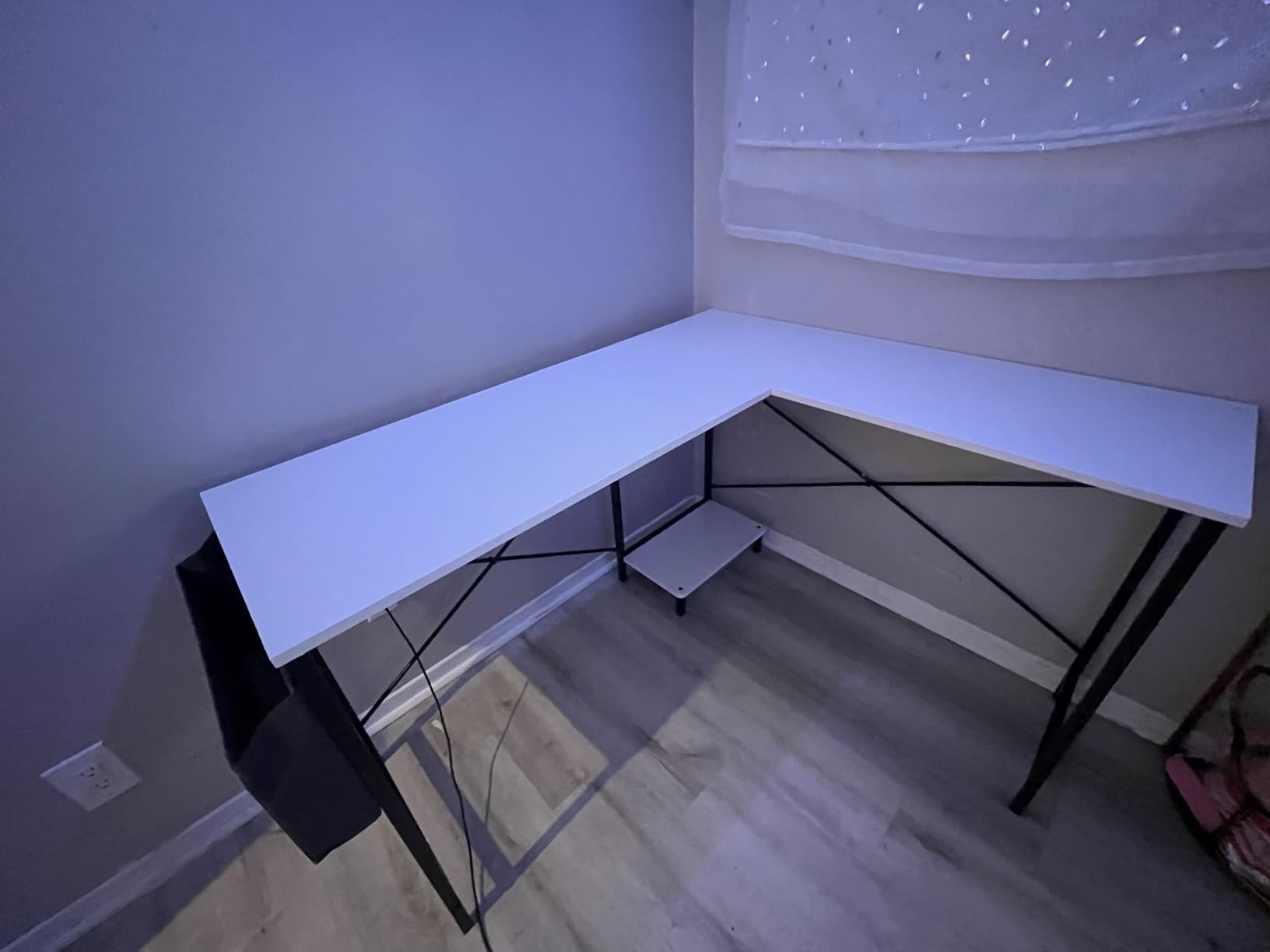 OLIXIS L Shaped Desk, 50-Inch Office Computer Gaming Desks Corner PC Table with Side Bag and Reversible Shelf for Home Work Study Writing Black customer photo 1