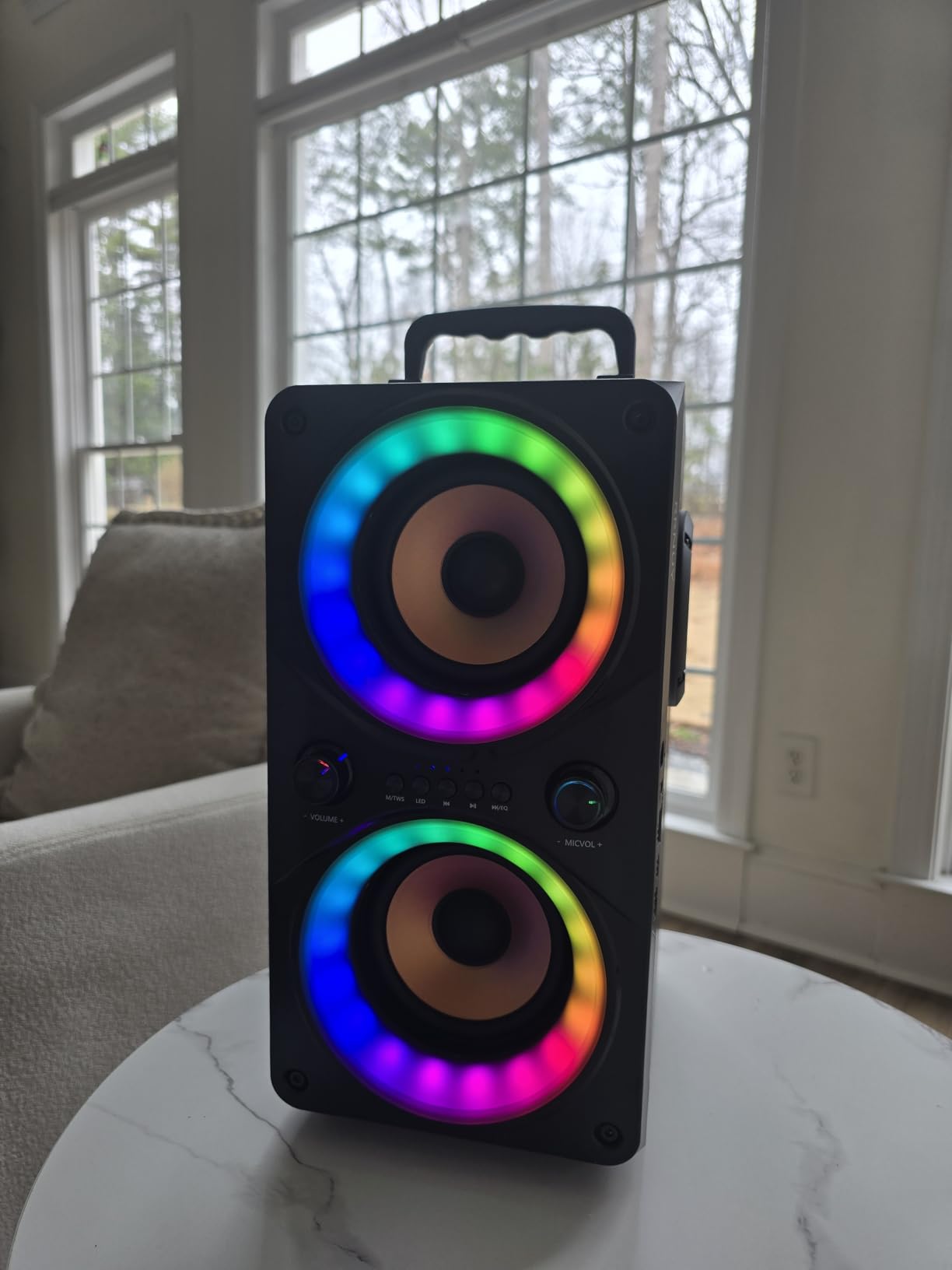 Bluetooth Speaker 100W Portable Big Powerful Deep Bass Loud Sound Wireless Boombox with Subwoofer TWS LED Lights DSP Large Wooden Speakers for Outdoor Home Party customer photo 1
