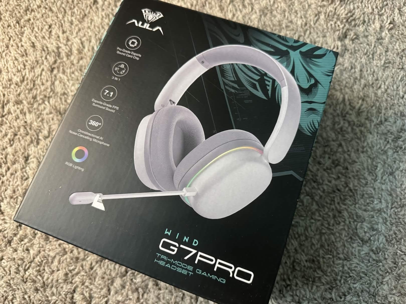 EPOMAKER X Aula G7 Pro Wireless Gaming Headset, Dual Mode BT5.3 & 2.4GHz, 7.1 Surround Sound, 80+ Hour Battery, RGB Light, with Noise Canceling Mic for PS5, PS4, Switch, PC (White) customer photo 2