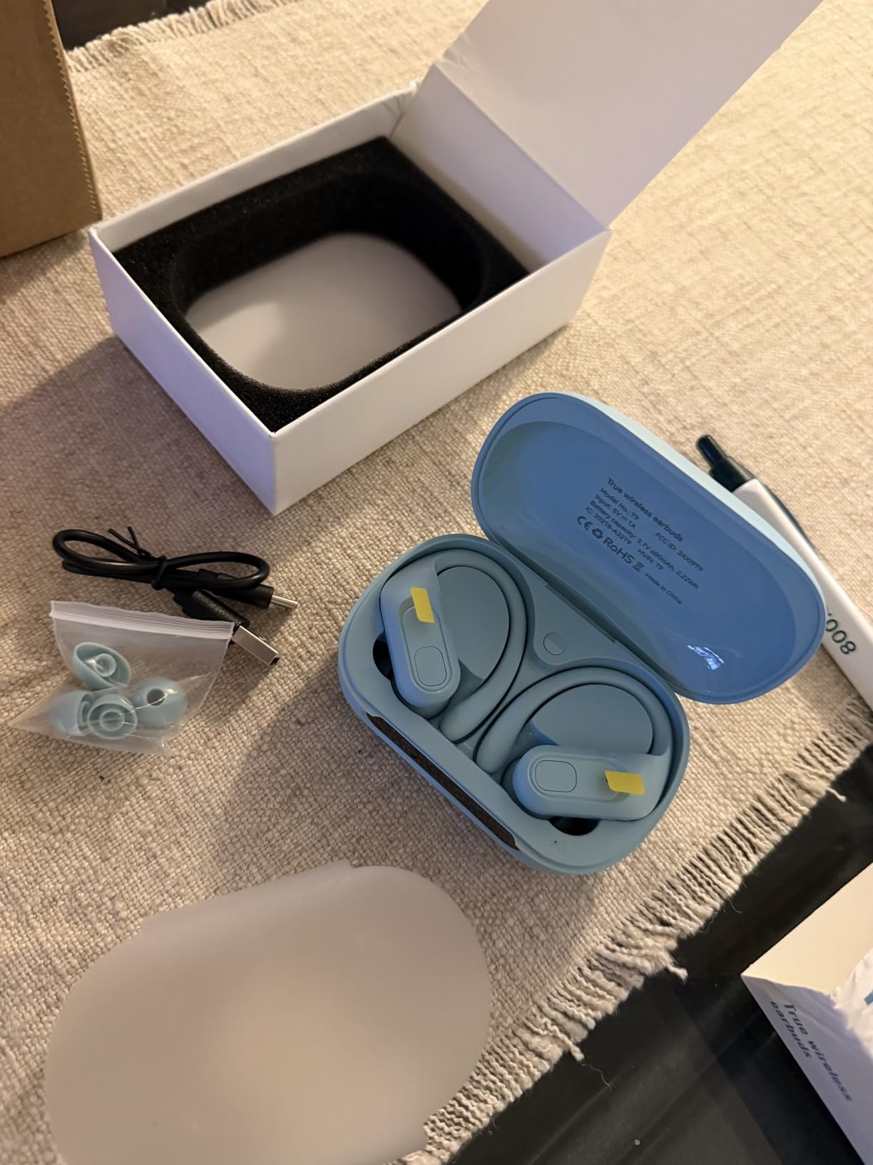 occiam Active Noise Cancelling Earbuds Wireless Bluetooth Headphones Ear Buds 90Hrs Playback Stereo Bass Earphones with Mic Over-Ear Hooks IPX7 Waterproof Headset for Work Sports Running Gym Black customer photo 1