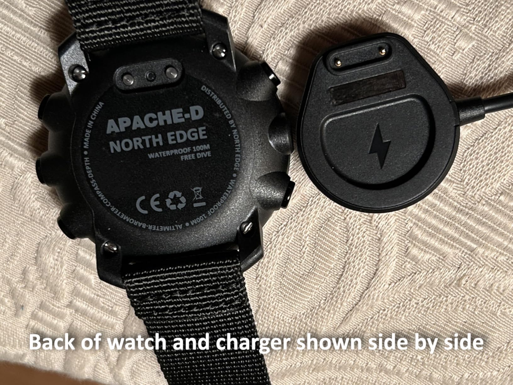 NORTH EDGE Apache-D Outdoor Adventure Watch for Men, Free Diving Watch with Compass, Altimeter, Barometer, Thermometer, 100M Waterproof Rechargeable Digital Hiking Watch customer photo 2