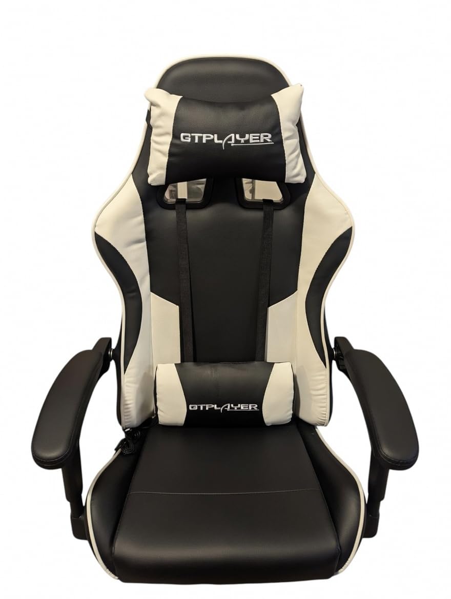 GTPLAYER Gaming Chair, Computer Chair with Footrest and Lumbar Support, Height Adjustable Game Chair with 360°-Swivel Seat and Headrest for Office or Gaming (Pearl White) customer photo 1
