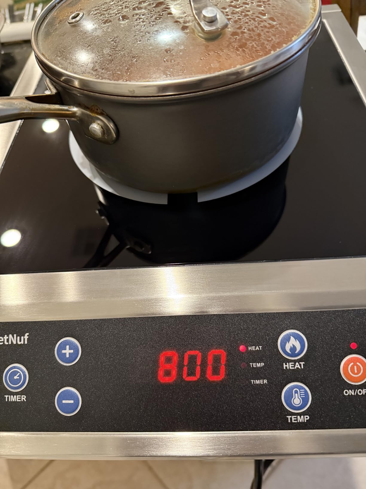 Stainless Steel Induction Cooktop, Professional-Grade Induction Cooker with Precise Temperature Control,Portable Countertop Burner with UL Certified, 10 Hours Timer Powerful 1800W Hot Plate customer photo 1