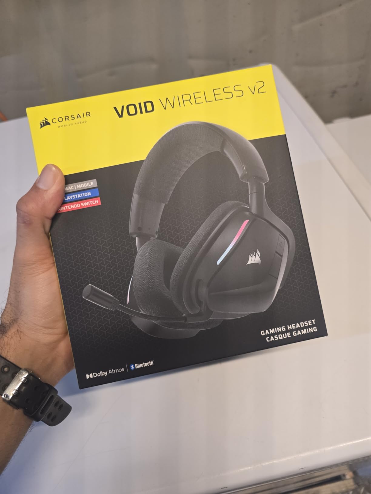 Corsair Void v2 Wireless Gaming Headset with Bluetooth for PC, PS5, PS4, Switch & Mobile - Dolby Atmos, Dual Wireless Multiplatform, Long Battery Life, Fast Charging - Dual Tone customer photo 1