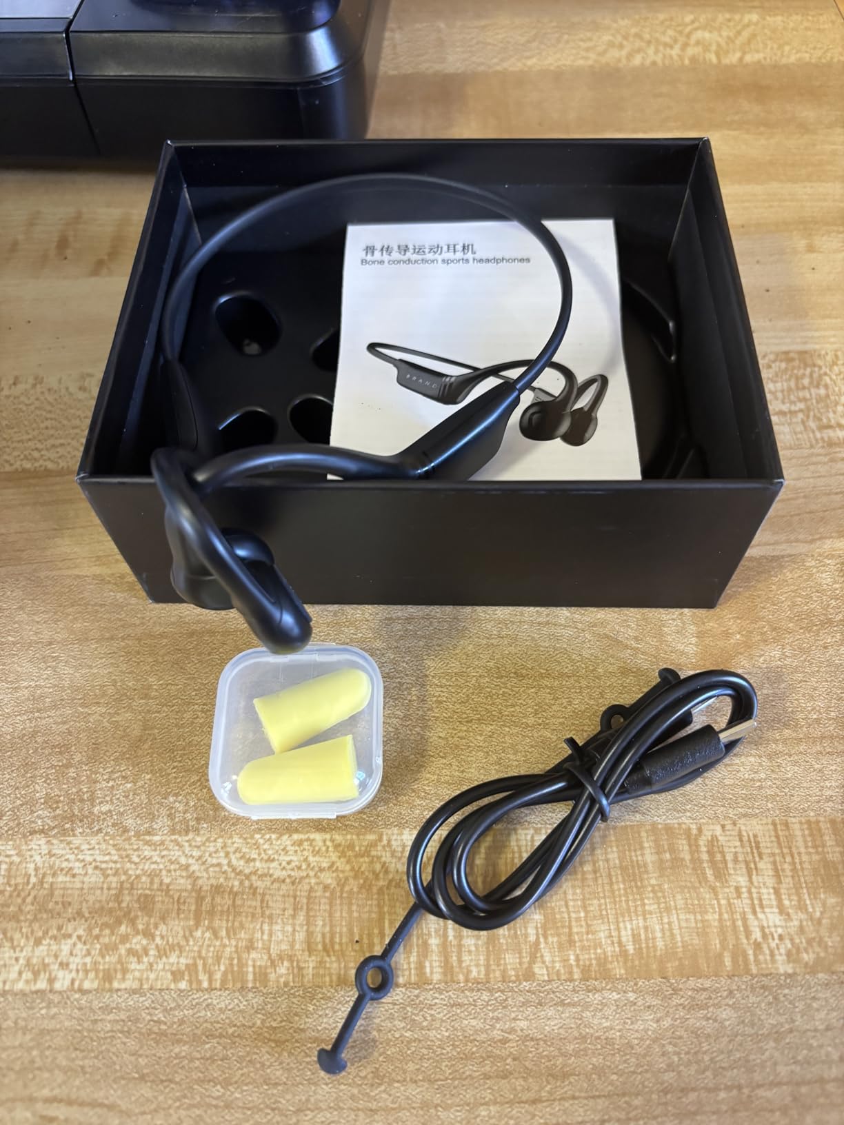 Bone Conduction Headphones - Open Ear Bluetooth 5.4 Wireless Sport Headphones, 10H Playtime, IP55 Sweatproof, Noise-Reduction Mic for Running, Cycling, Hiking, Office Work (Deep Black) customer photo 1
