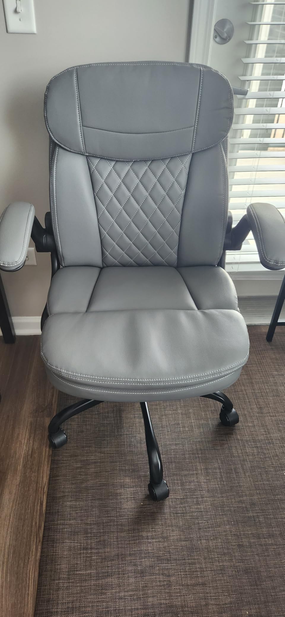 Leather Office Chair, Upgraded PU Computer Desk Chairs with Double-Layer Seat Cushion and Neckrest, 360°Swivel, Ergonomic Small Gaming Chair with Wheels and Adjustable Armrests for Short People, Black customer photo 1