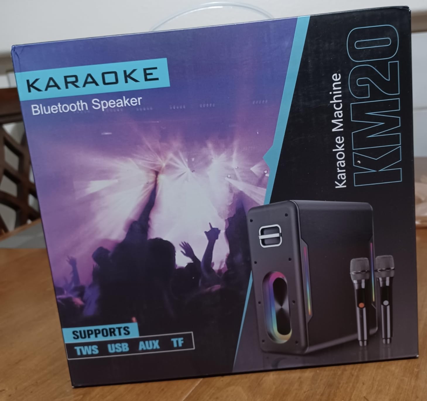 Karaoke Machine with Two Wireless Microphones, Powerful Portable Bluetooth Speaker for Adults & Kids, PA System with 2 Voice Mode, LED Lights, Supports BT/TWS/AUX/USB/TF for Party customer photo 1