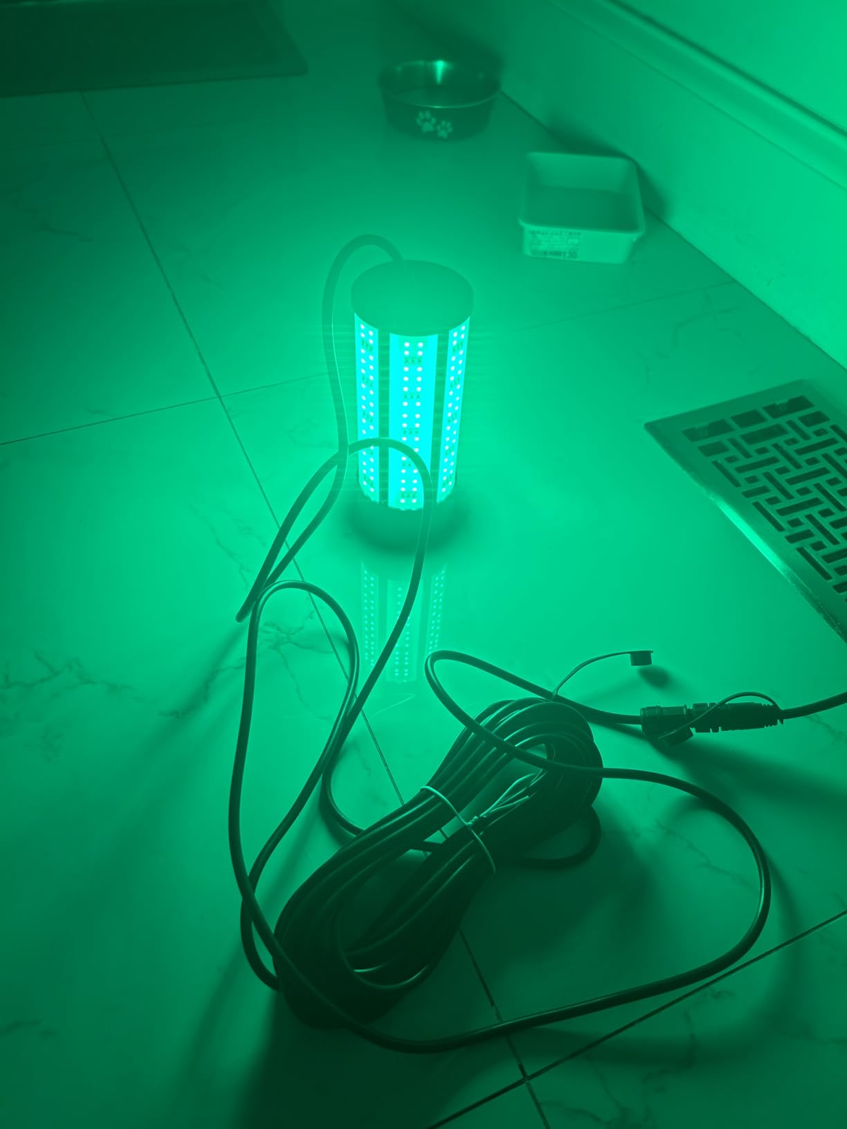 Underwater Fishing Light 60W 7500LM, 530nm Green Submersible Fish Attractant Light with 30FT Cord, 100-240V AC to 12V DC Adapter, Alligator Clip Cable, 40FT Safety Cable, for Night Fishing, Dock, Boat customer photo 1