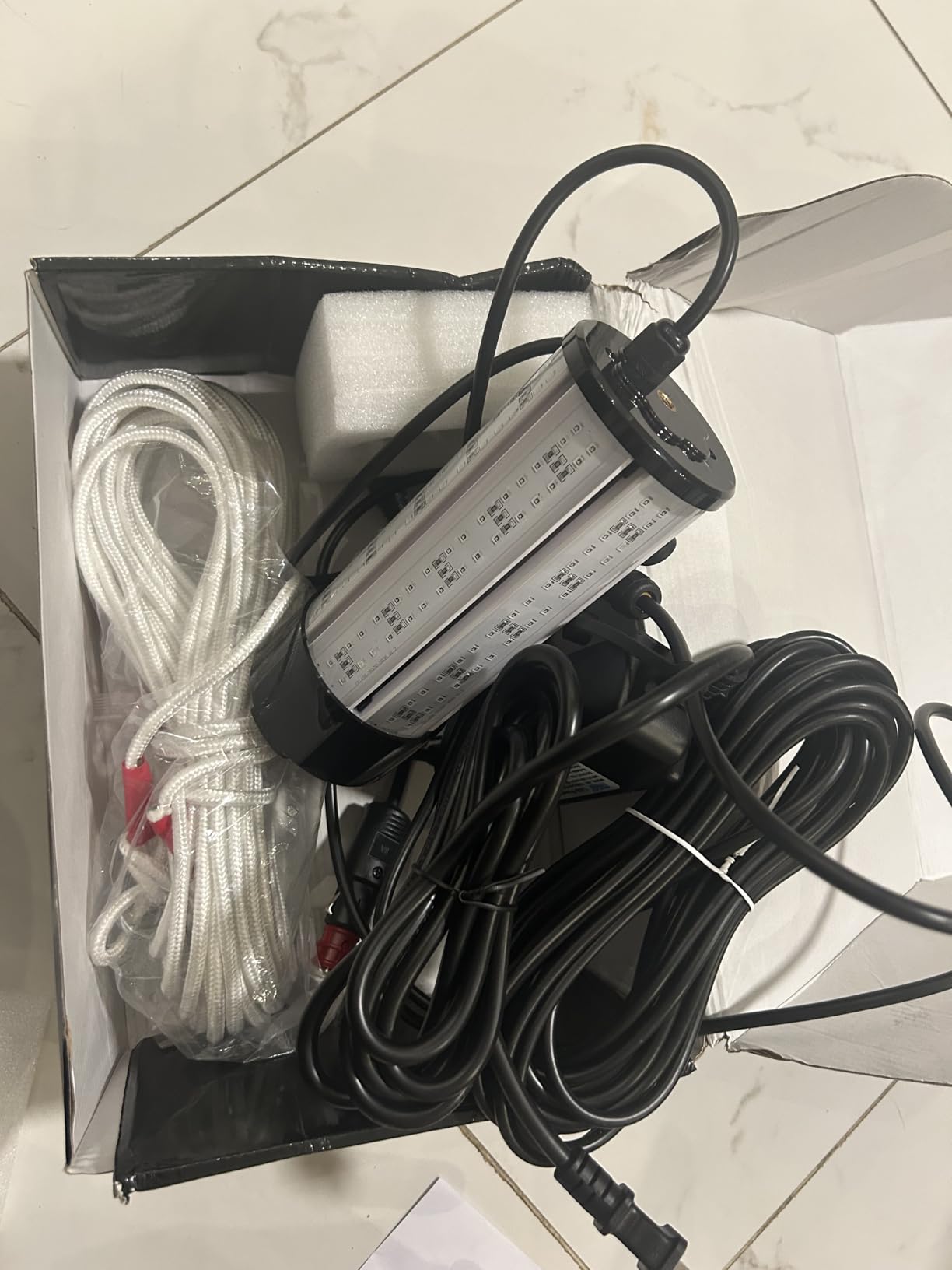 Underwater Fishing Light 60W 7500LM, 530nm Green Submersible Fish Attractant Light with 30FT Cord, 100-240V AC to 12V DC Adapter, Alligator Clip Cable, 40FT Safety Cable, for Night Fishing, Dock, Boat customer photo 2