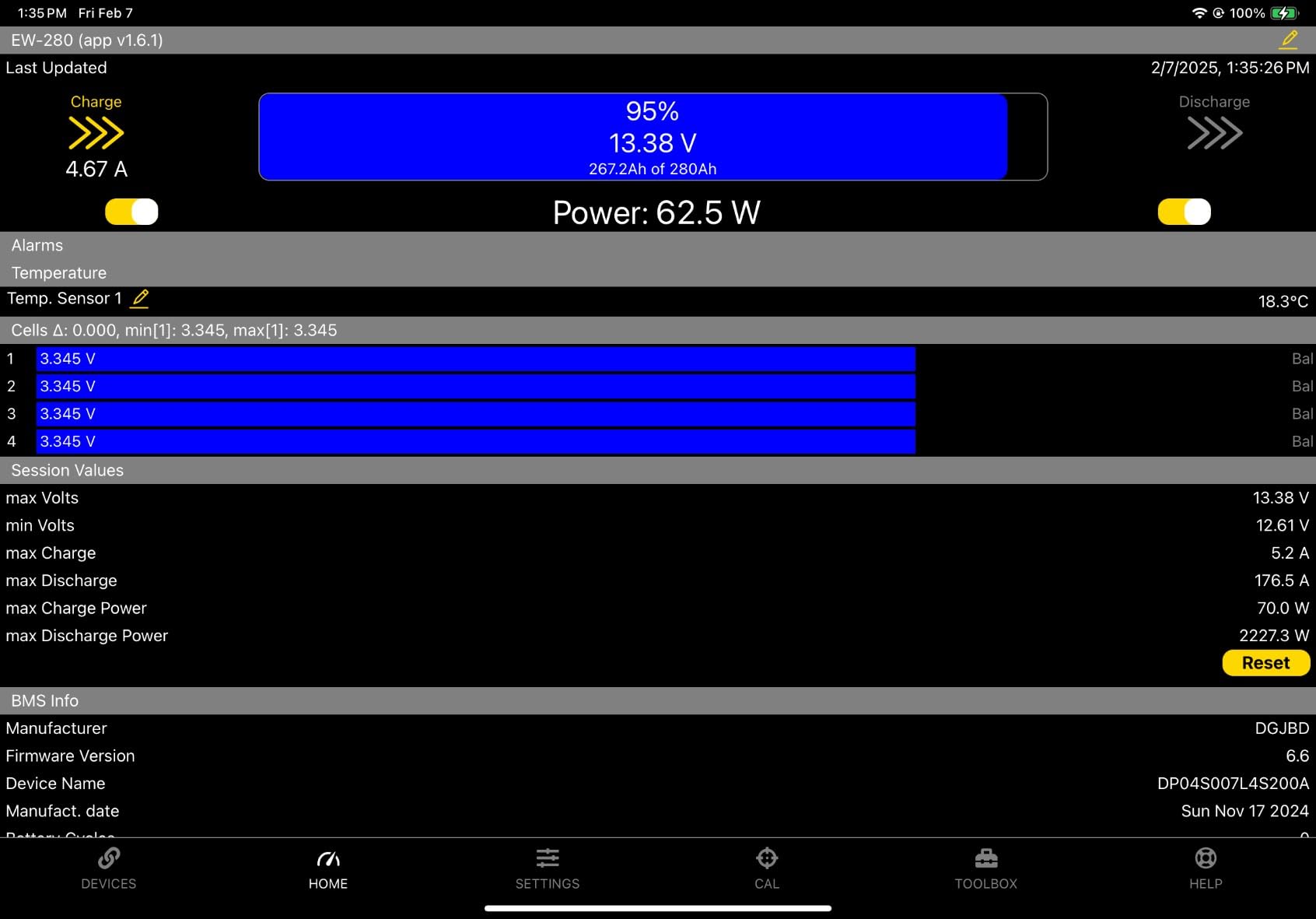 ECO-WORTHY 12V 280Ah Metal Case LiFePO4 Lithium Battery with Bluetooth, Low-Temp Protection, Built in 200A BMS, 3584Wh Max for Off-Grid Solar, RV, Camper, Trolling Motor, Home Use customer photo 2