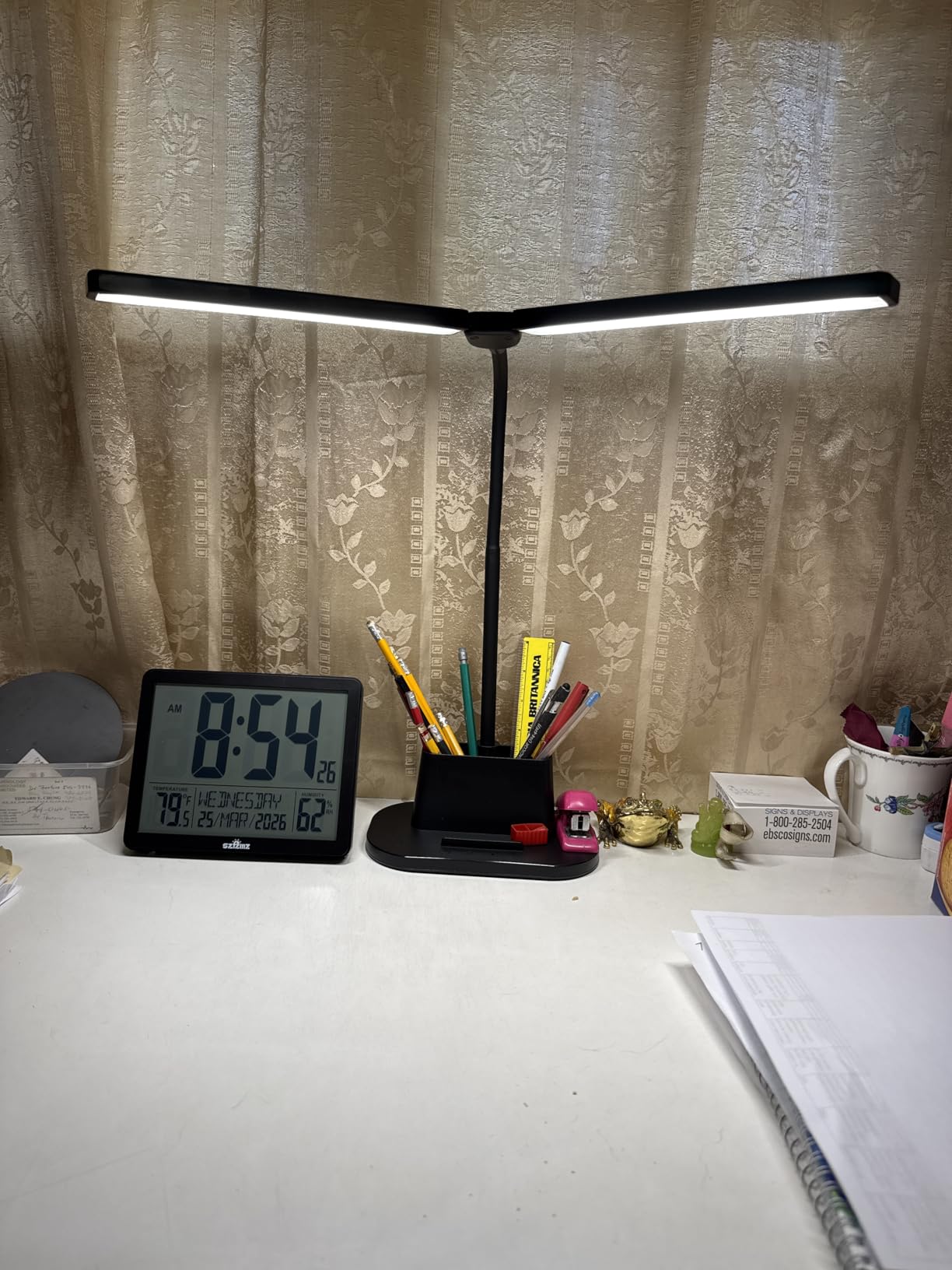 LED Desk Lamp for Office Home, Power Strip with 3 Outlets 4 USB Charging Ports(2 USBC), 4 Modes 5 Level Brightness Desk Light, Small Desk Lamp for College Dorm Room Essentials customer photo 1