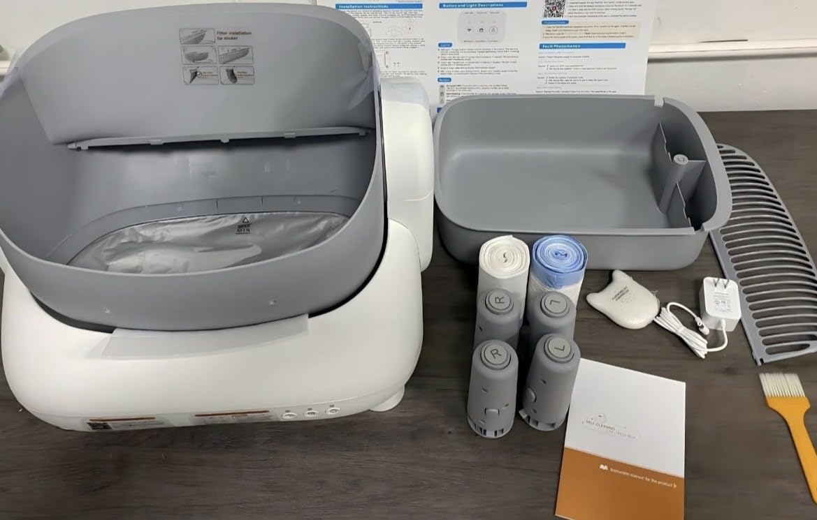 Automatic Cat Litter Box, Self Cleaning Litter Box for Multiple Cats with Open Top Design, App Control, Safet Protection,Ultra-Quiet,Easy Setup,Light Gray customer photo 2