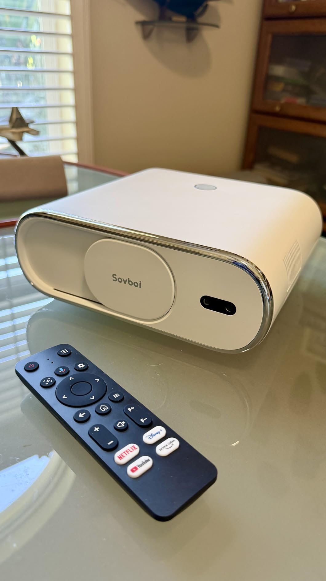 4K Projector Built-in Google TV: 2500 ANSI/Auto Lens Cap & 4D Keystone/Auto Focus & AI Voice Control, Sovboi Smart Portable Projector with WiFi6 & Bluetooth, Outdoor Movie Proyector for Streaming Apps customer photo 2