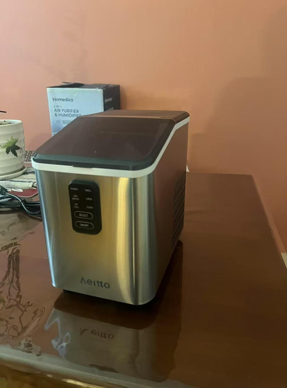 Aeitto Ice Maker Countertop 26lbs/24H, Ice Machine 8 Ice Cubes Ready in 6 Mins, 2 Sizes of Bullet Ice Portable Ice Makers with Basket & Scoop, Auto Self-Cleaning for Home/Kitchen/Office Stainless customer photo 1