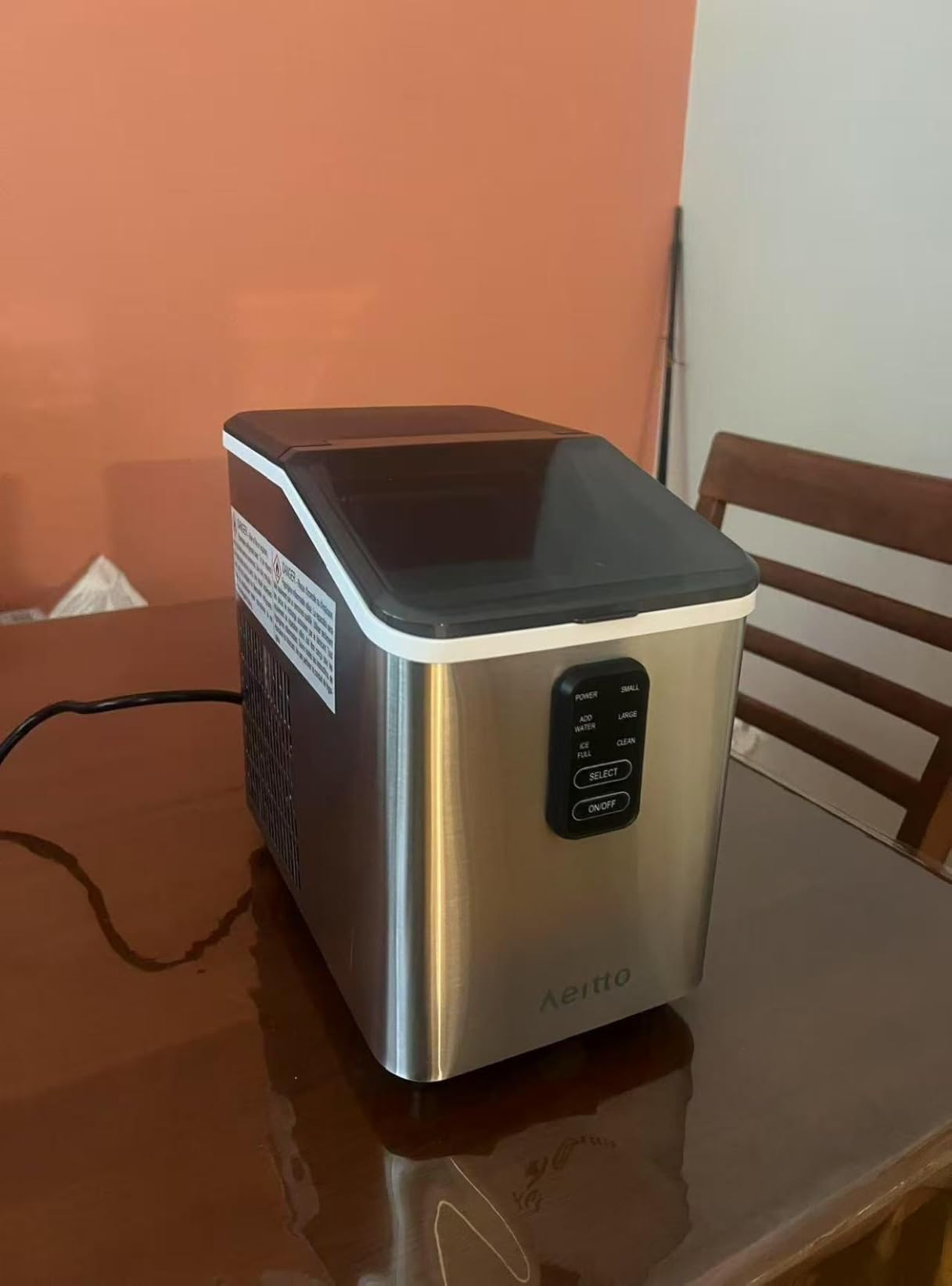 Aeitto Ice Maker Countertop 26lbs/24H, Ice Machine 8 Ice Cubes Ready in 6 Mins, 2 Sizes of Bullet Ice Portable Ice Makers with Basket & Scoop, Auto Self-Cleaning for Home/Kitchen/Office Stainless customer photo 2