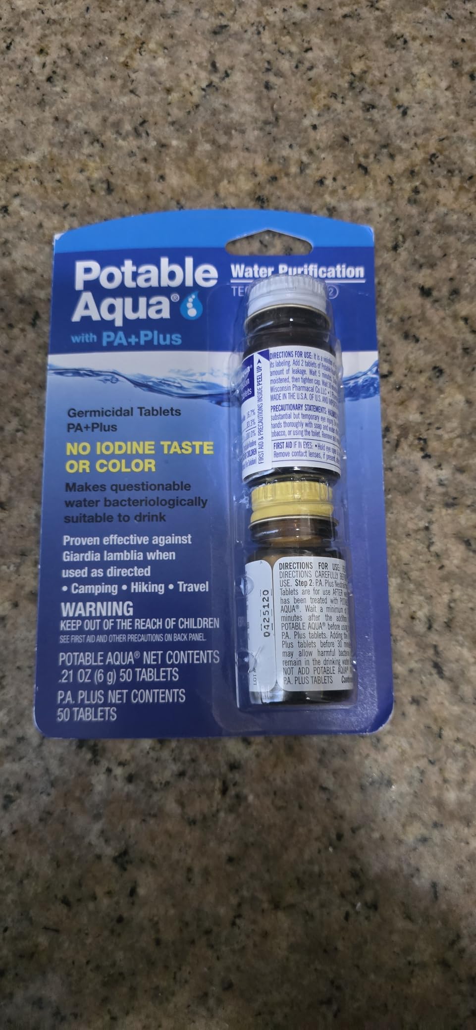 Potable Aqua Water Purification Tablets With PA Plus - Two 50 count Bottles customer photo 1