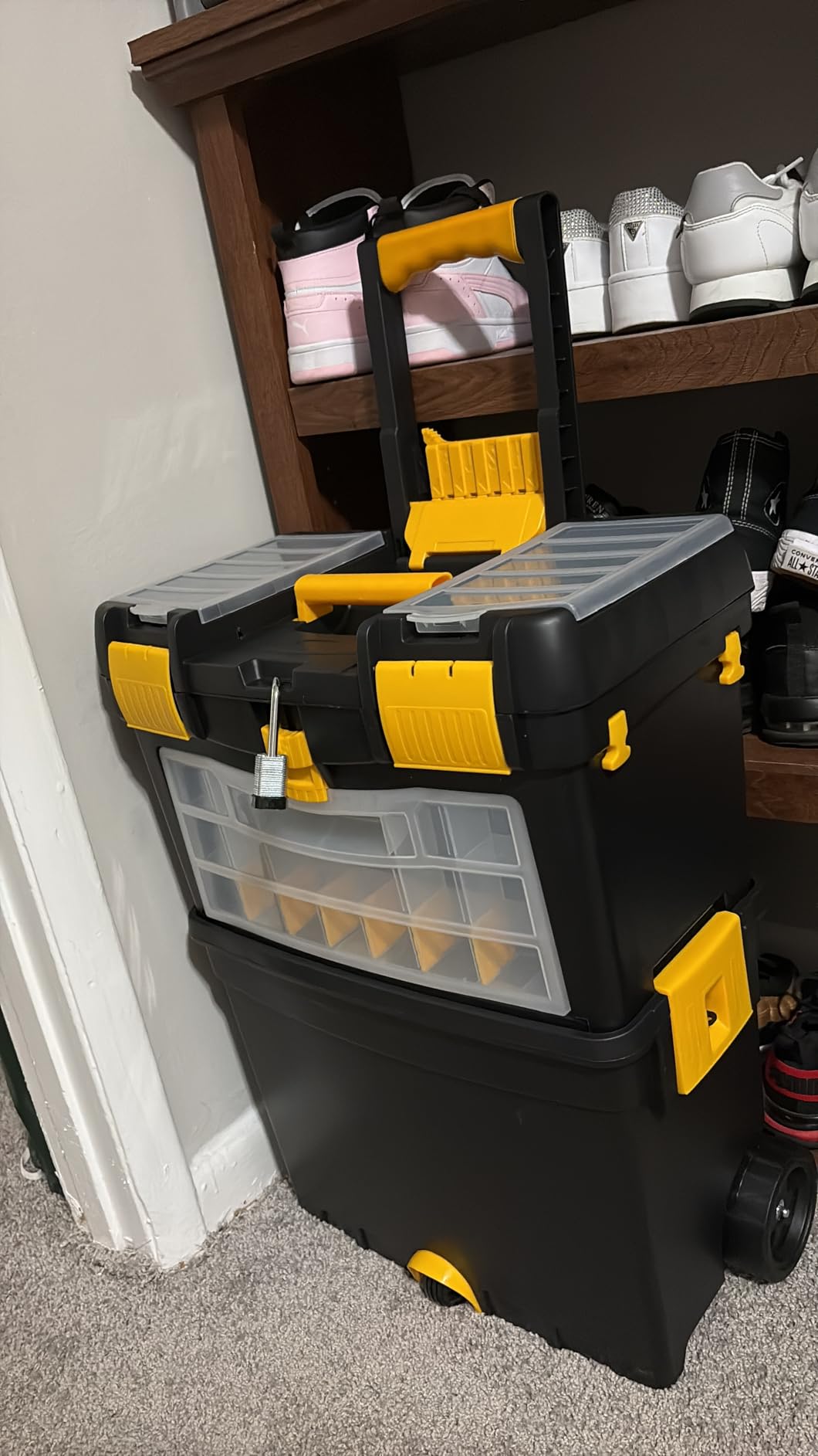 Rolling Tool Box with Wheels, Foldable Comfort Handle, and Removable Top - Toolbox Organizers and Storage by Stalwart customer photo 1