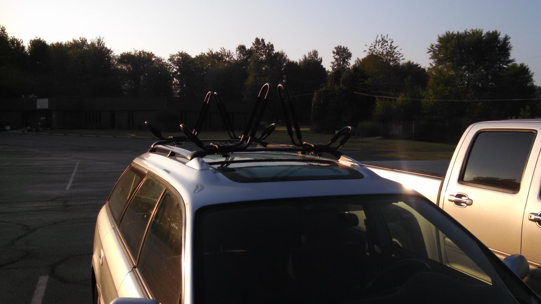 TMS Kayak Roof Racks for 2 Kayaks - Dual Universal Fit Carriers Include Two Sets of Straps for Cars, Trucks and SUVs - Easy to Mount J-Bar Style Carriers for Kayaks Canoes Paddleboards and Surfboards customer photo 1