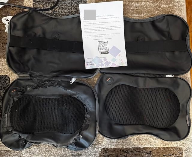 Zyllion Shiatsu Back and Neck Massager with Heat - 3D Electric Kneading Deep Tissue Massage Pillow for Muscle Pain Relief, Black, ZMA-13 customer photo 2