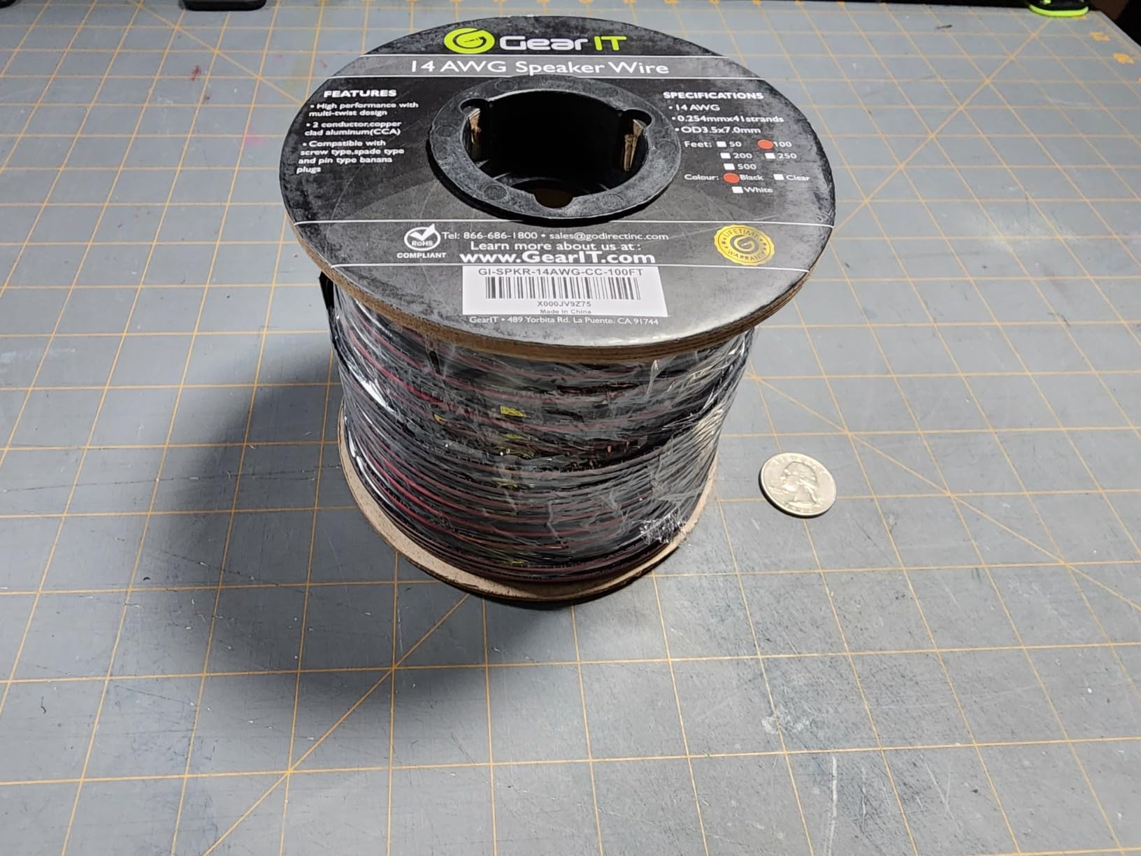 GEARit 14 Gauge Speaker Wire 100ft, Flexible Speaker Cable with Foot Markers & Polarity Markings, CCA customer photo 2
