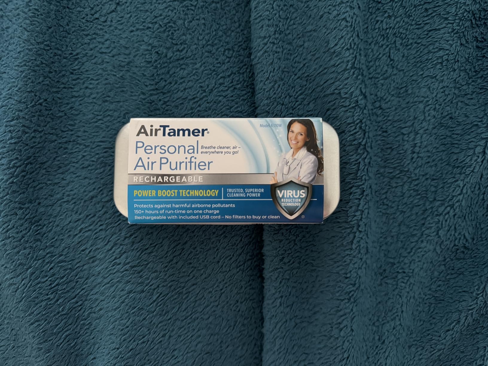 AirTamer A310 Personal Air Purifier Necklace - Rechargeable Wearable Air Cleaner for Travel, Office & Everyday Use - Silent, Lightweight, Black with Metal Case customer photo 1