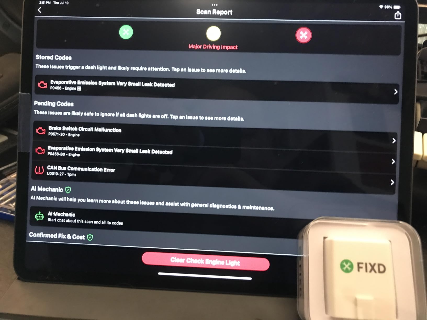 FIXD Bluetooth OBD2 Scanner for iPhone & Android - Diagnostic Scan Tool for Repairs and Car Buying - Check Engine Code Reader customer photo 2