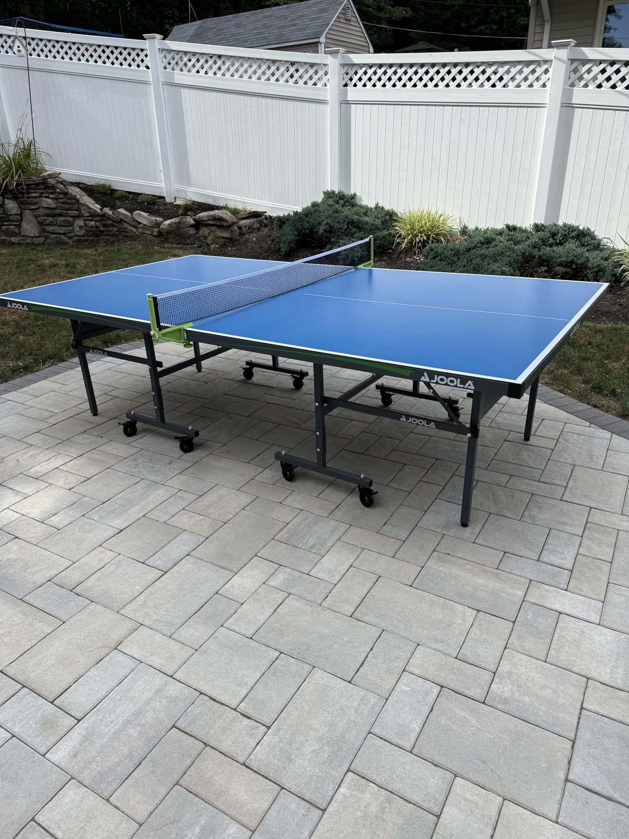JOOLA Outdoor Table Tennis Table - Multi Use Conference Table Dining Table - Concrete Wood Look Includes Steel Outdoor Ping Pong Net Set & Frame - Hybrid Indoor Outdoor Ping Pong Table customer photo 2